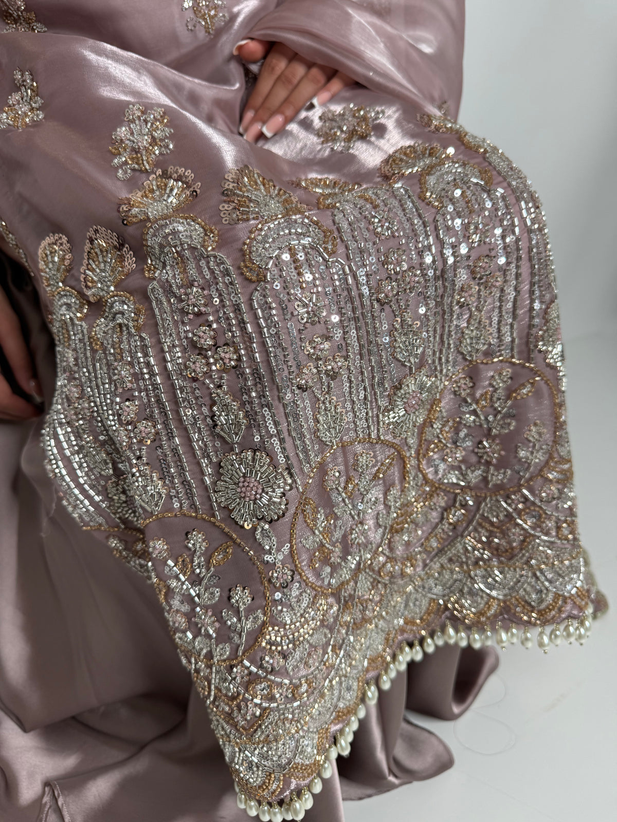 Rosalie Mauve | Luxury Embroidered Silk Sharara Suit