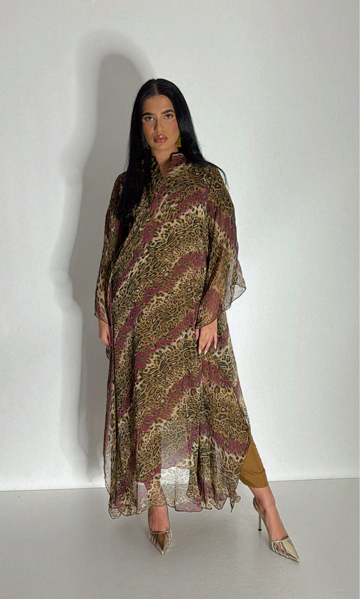 Savara – Purple Animal Print Three Piece Kaftan Set