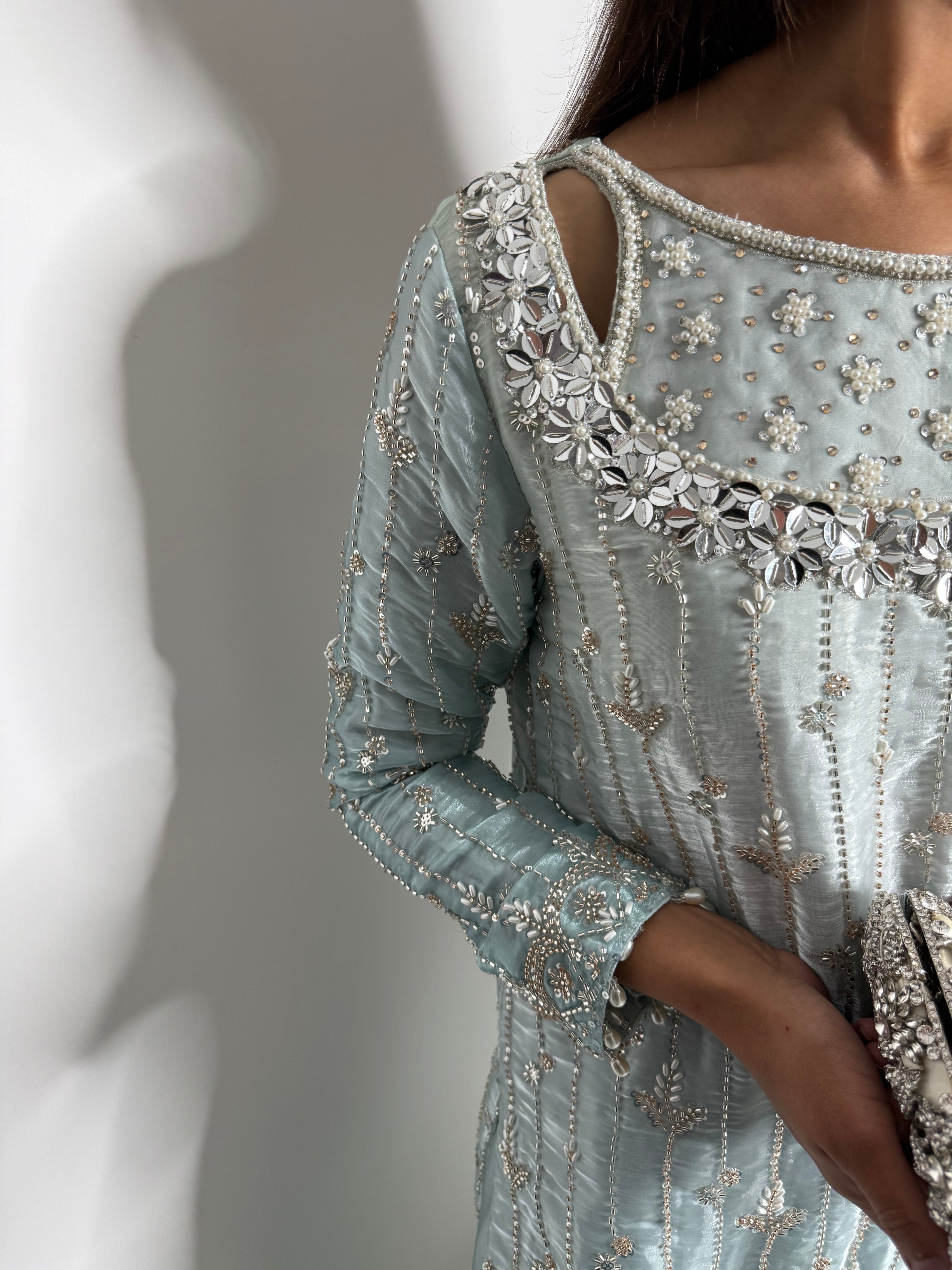 Nayla – Ice Blue Embroidered Pakistani Set