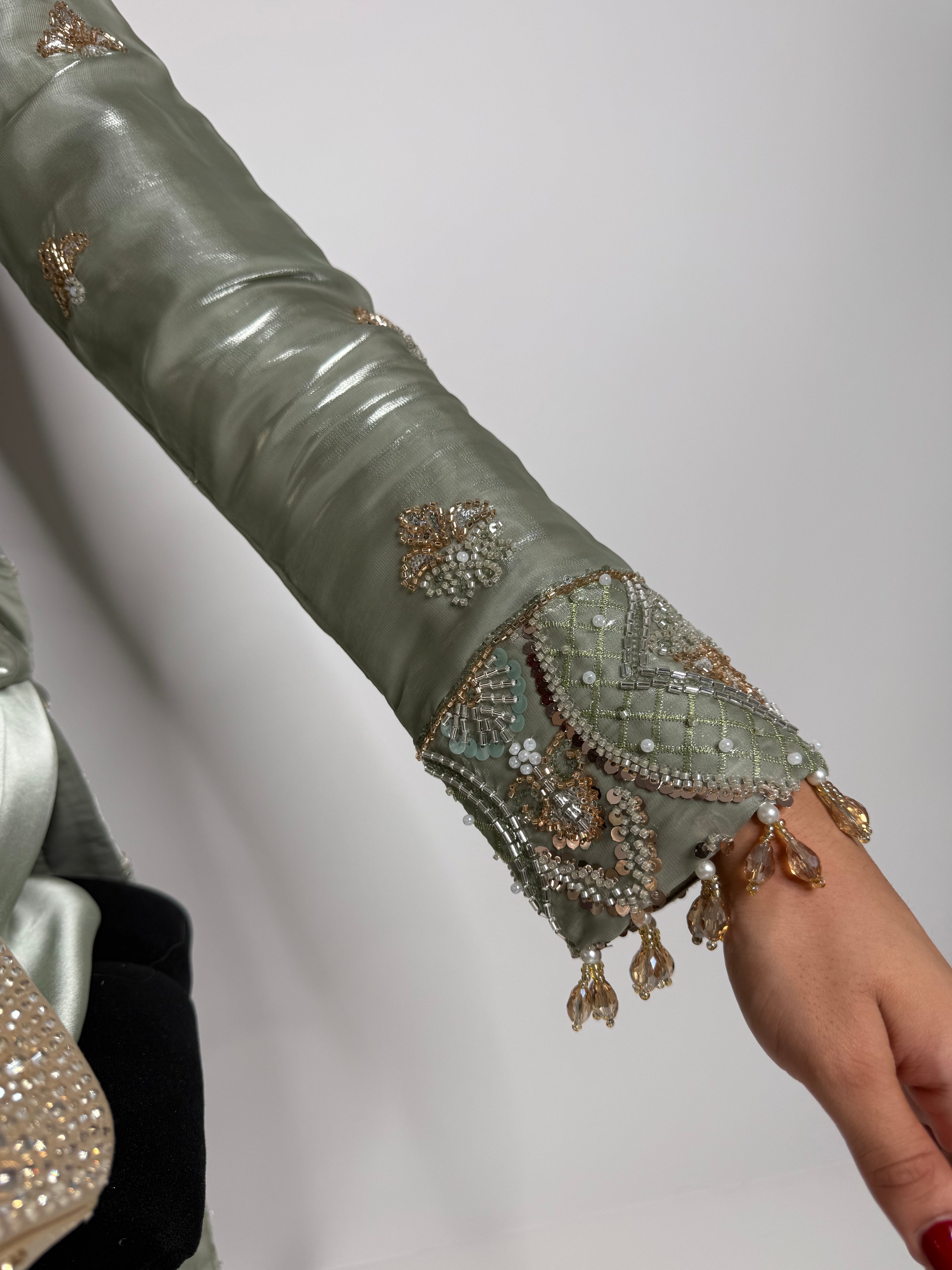 Sorelia Sage Silk Cutdana Embroidered Pakistani Suit