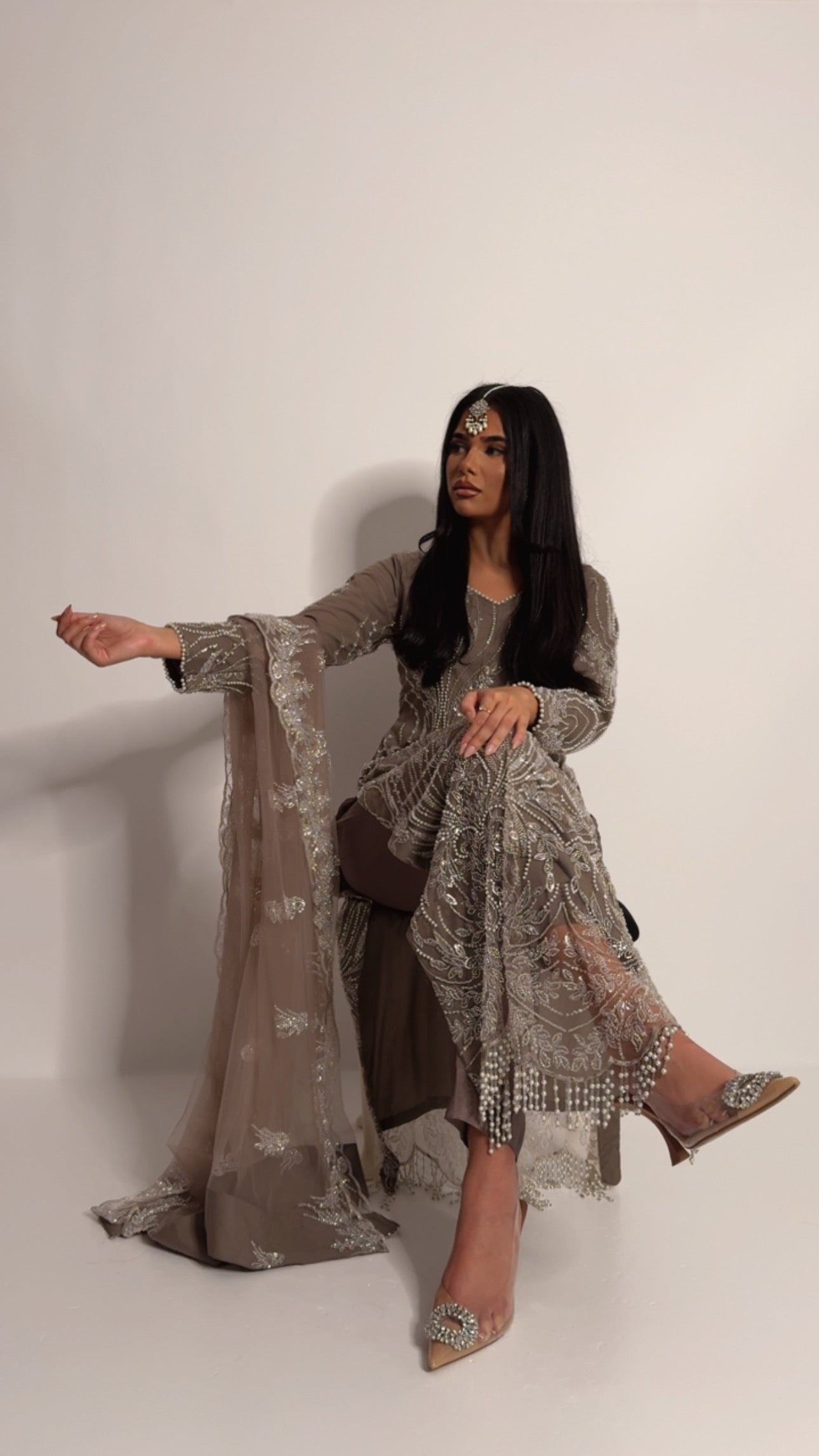 Lunara – Mocha Embellished Three Piece Set