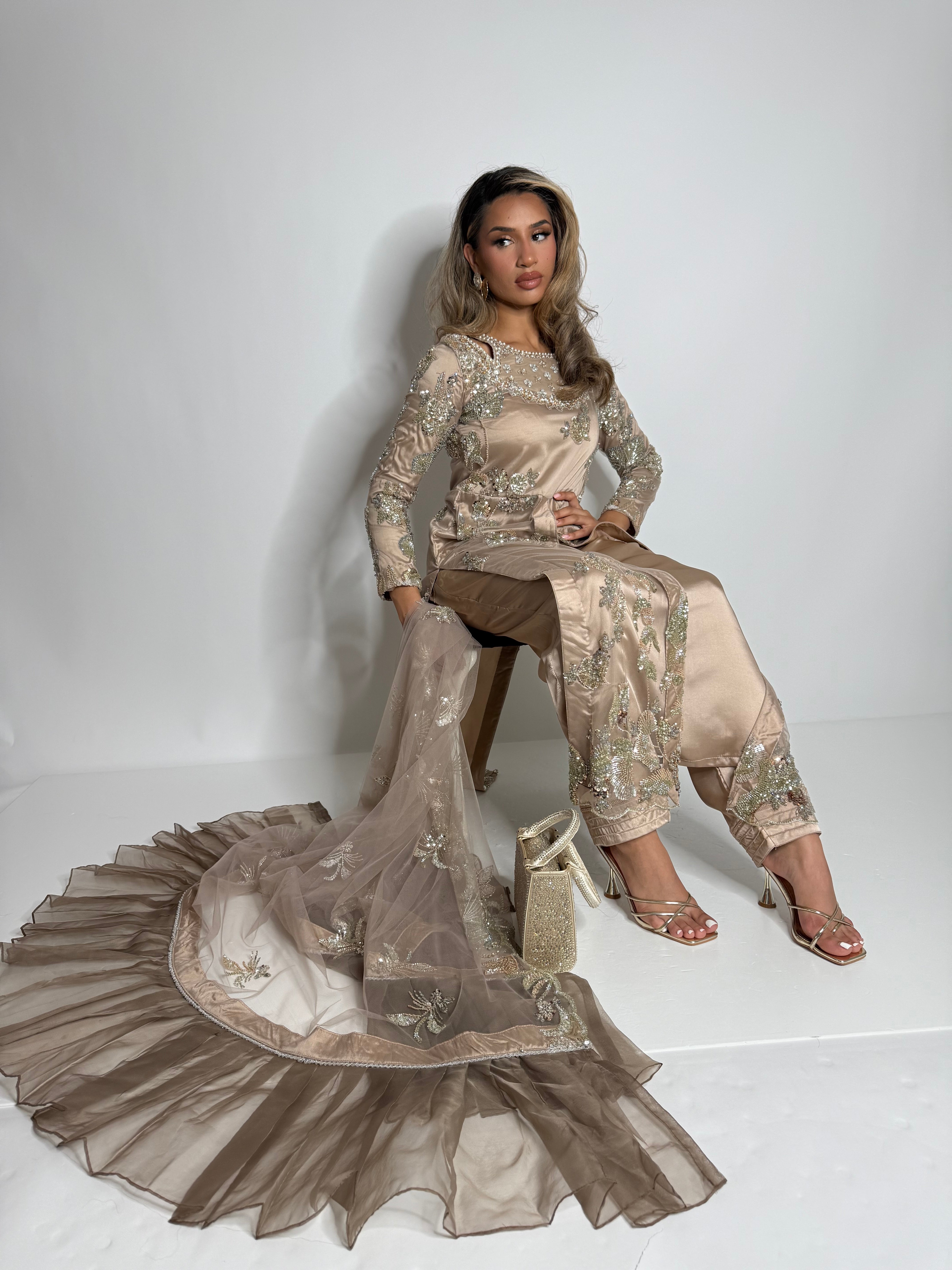 Luxury Pakistani formal outfit with silk lining