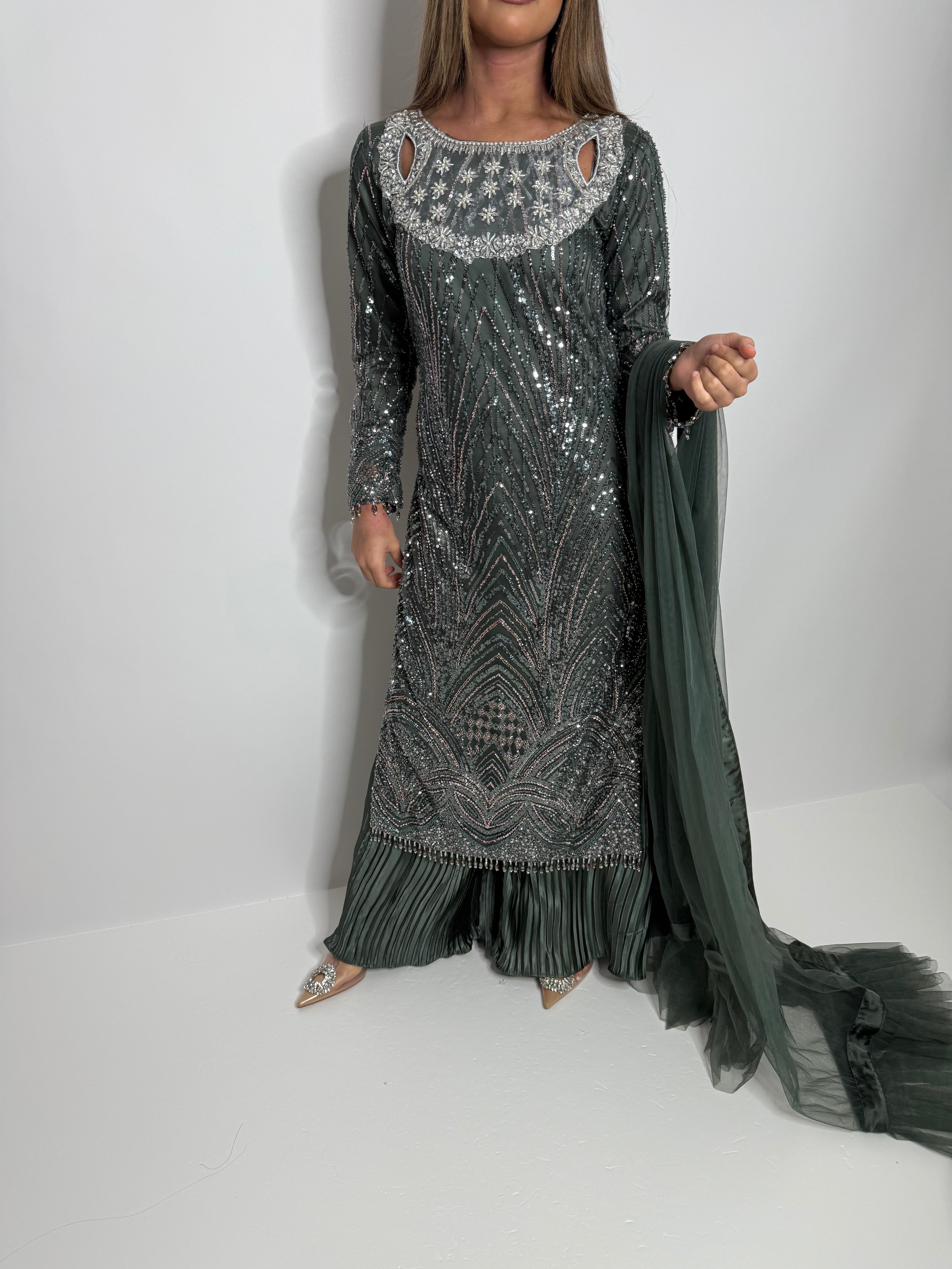 Eloria Emerald Cutdana Embroidered Pakistani Suit