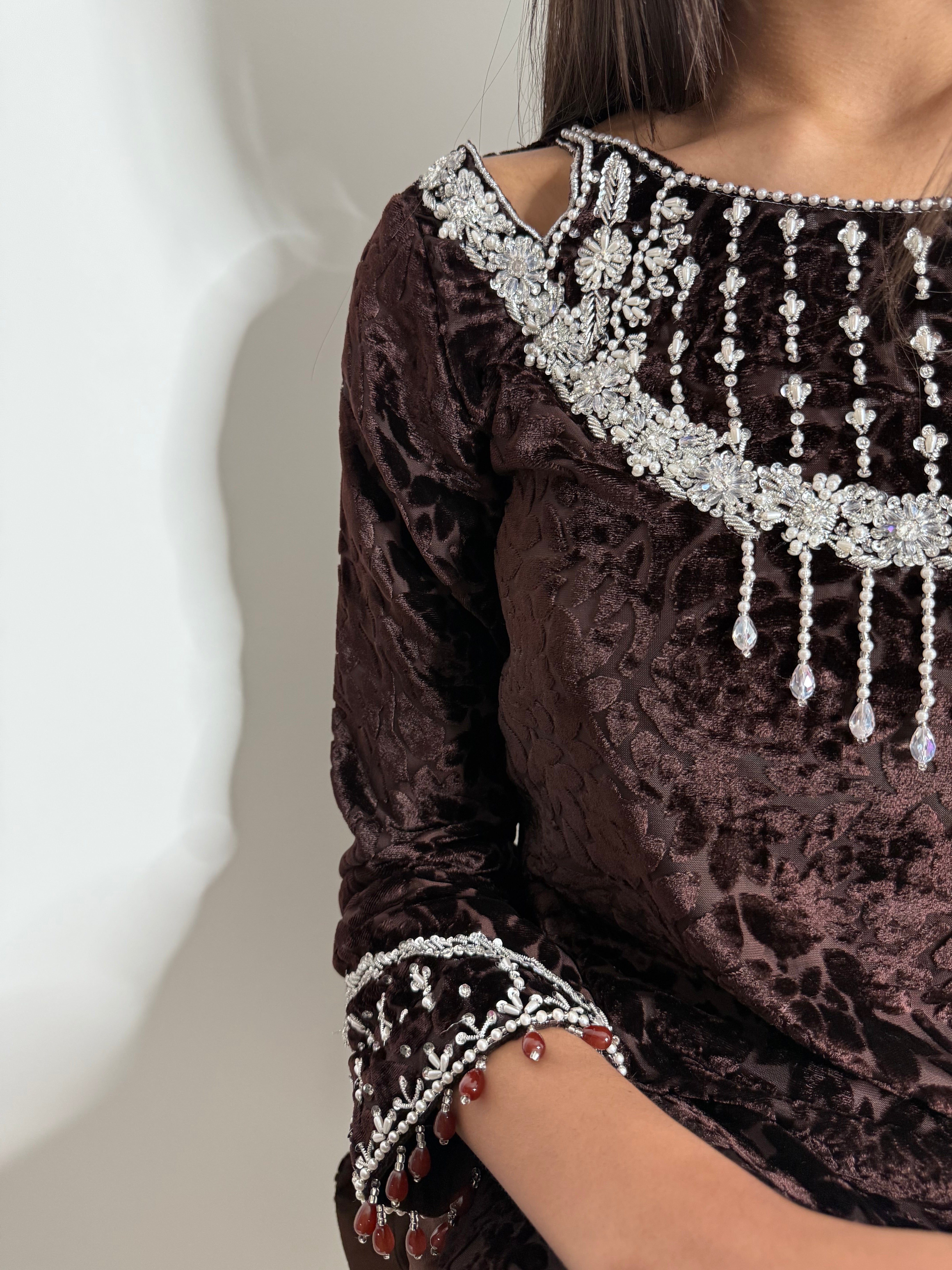 chocolate brown palachi embroidered outfit