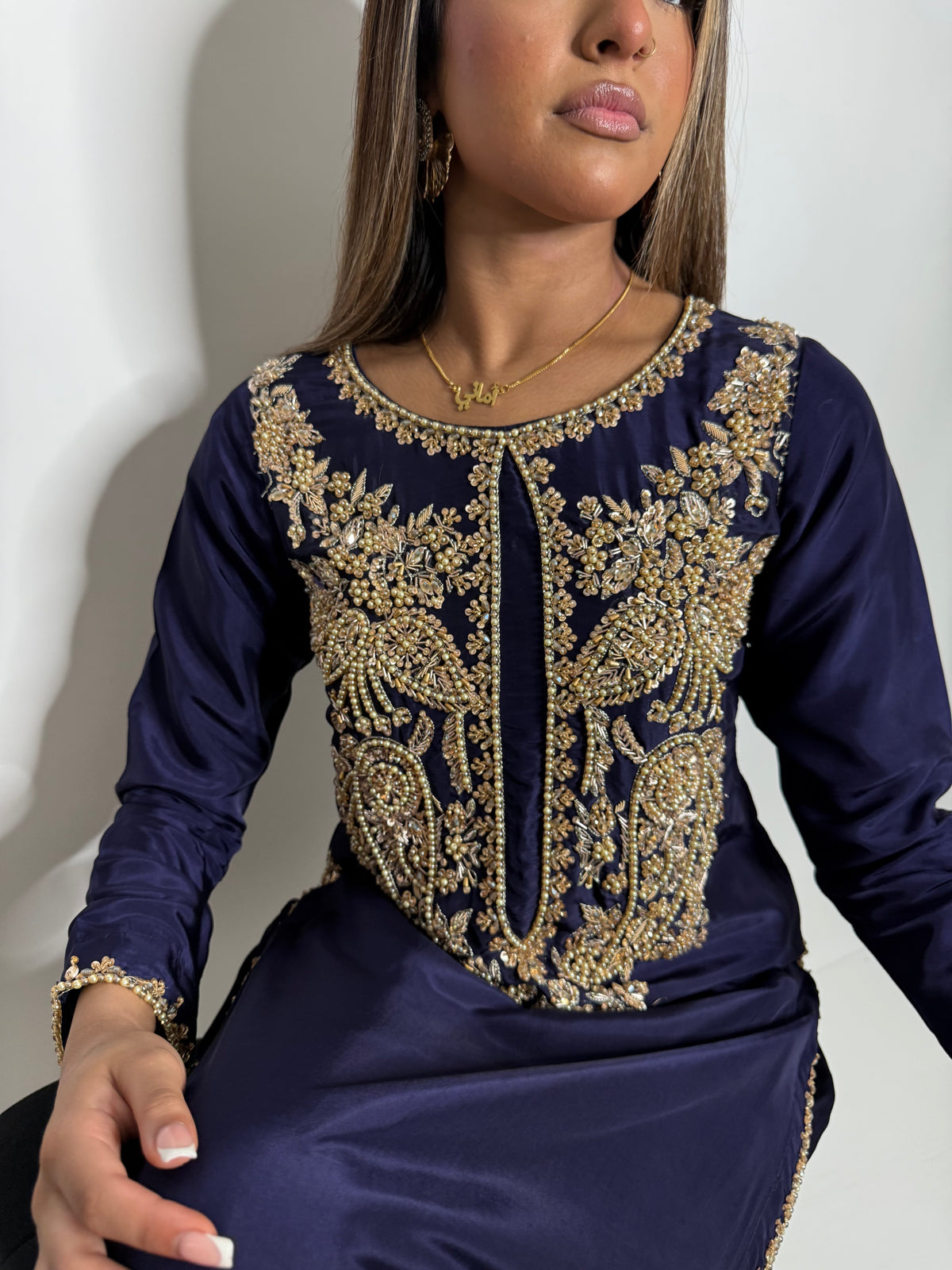 Étoile | Midnight Navy & Gold Embroidered Pakistani Suit