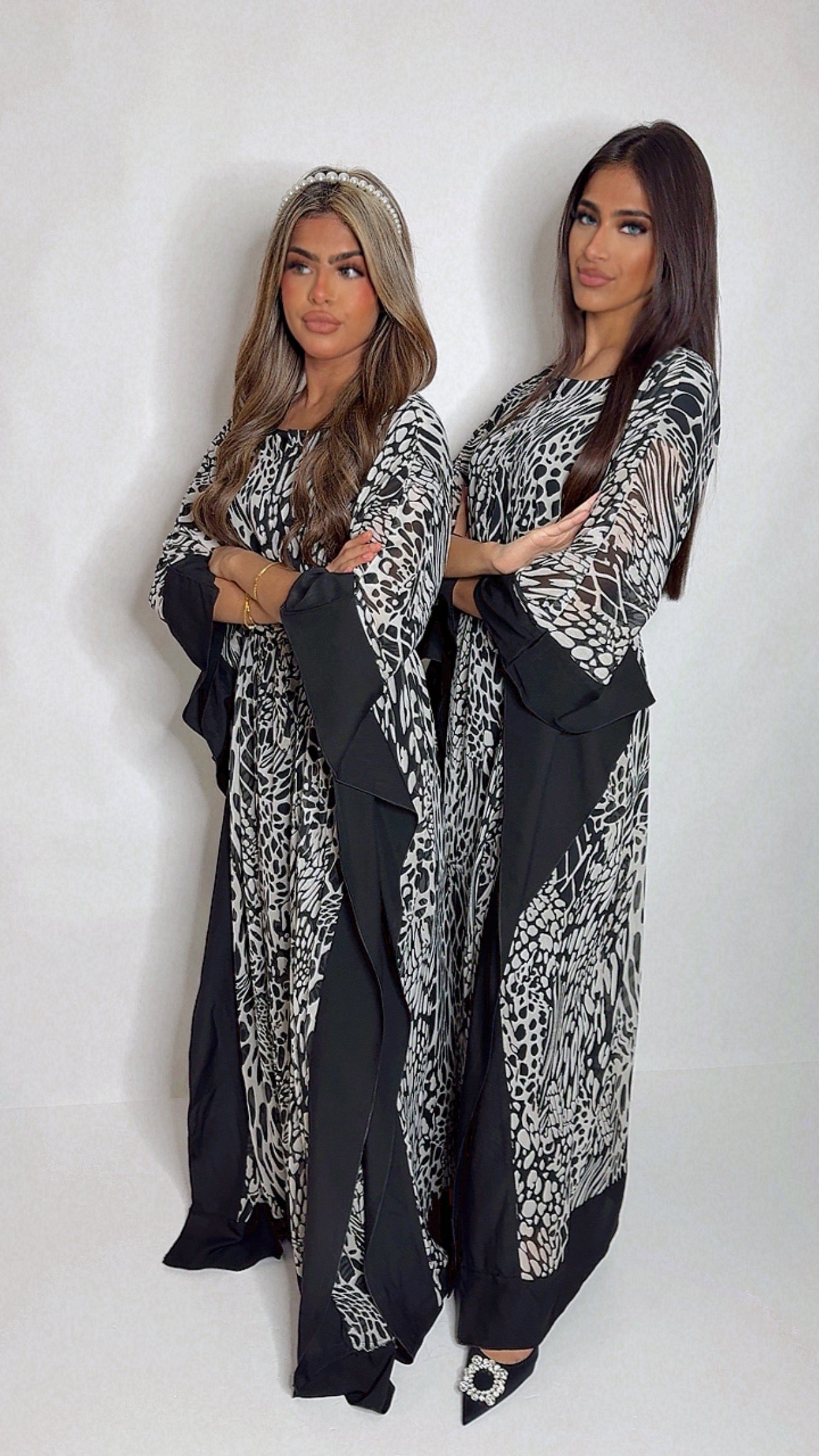 Monochrome Mirage – Three Piece Kaftan Set