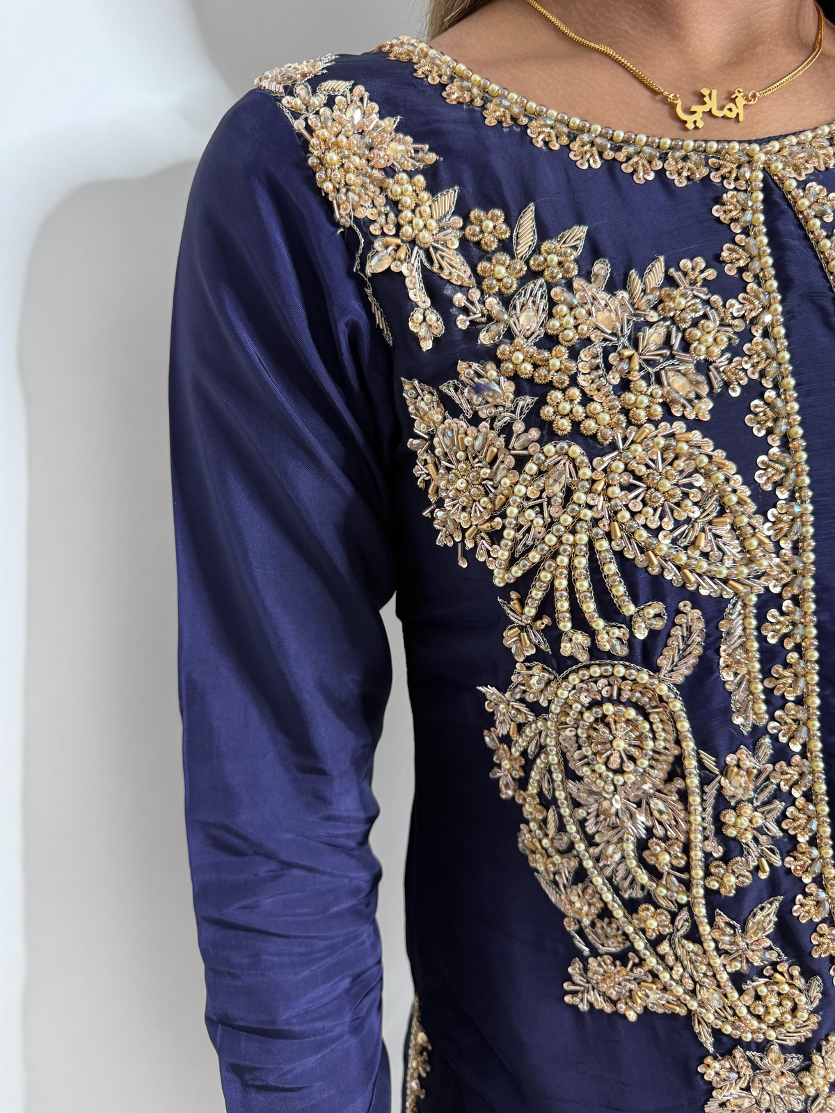 Étoile | Midnight Navy & Gold Embroidered Pakistani Suit