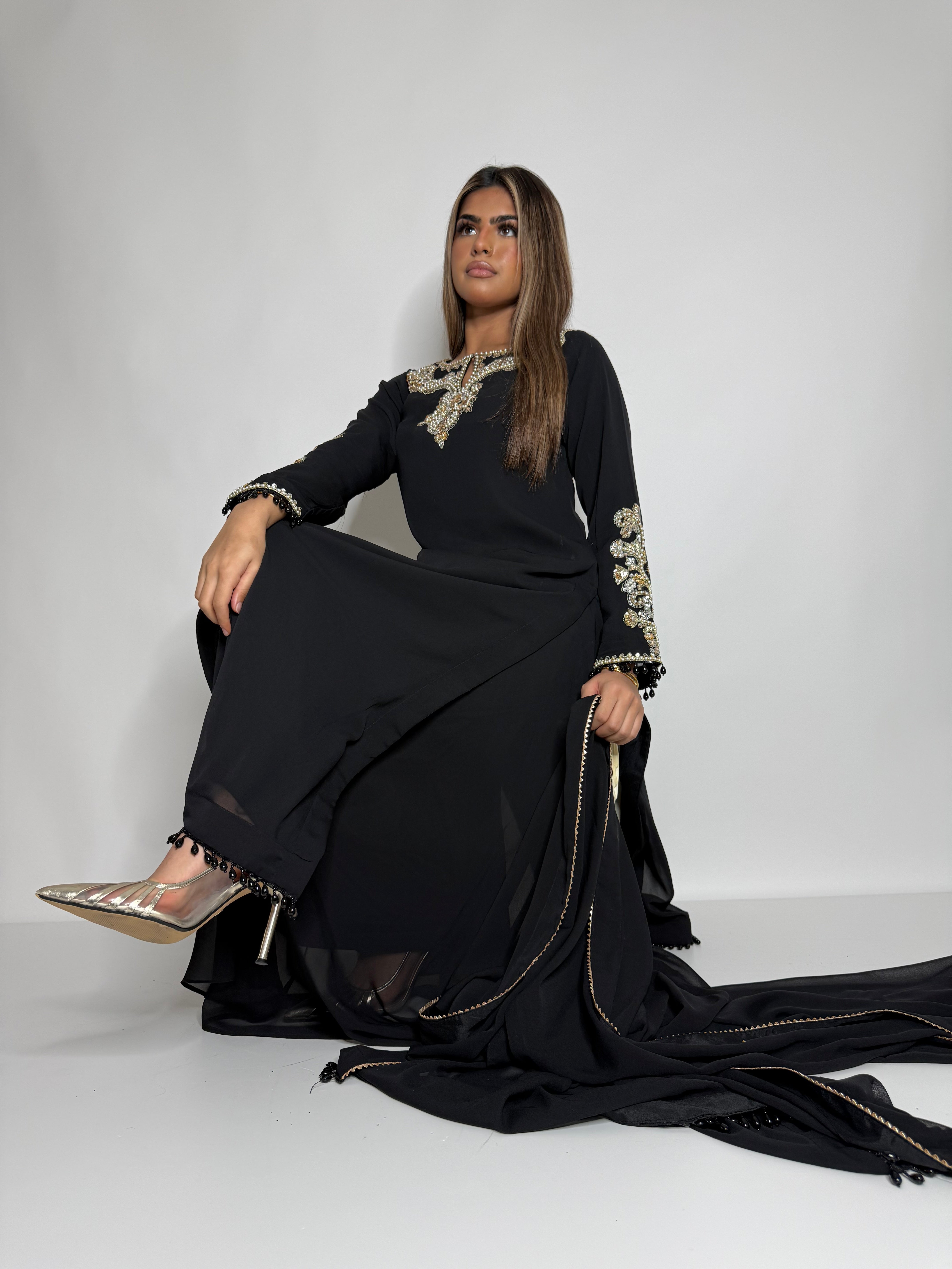 ZAIBUNNISA NOIR GEORGETTE SHARARA THREE-PIECE – PAKISTANI EID & WEDDING FORMAL