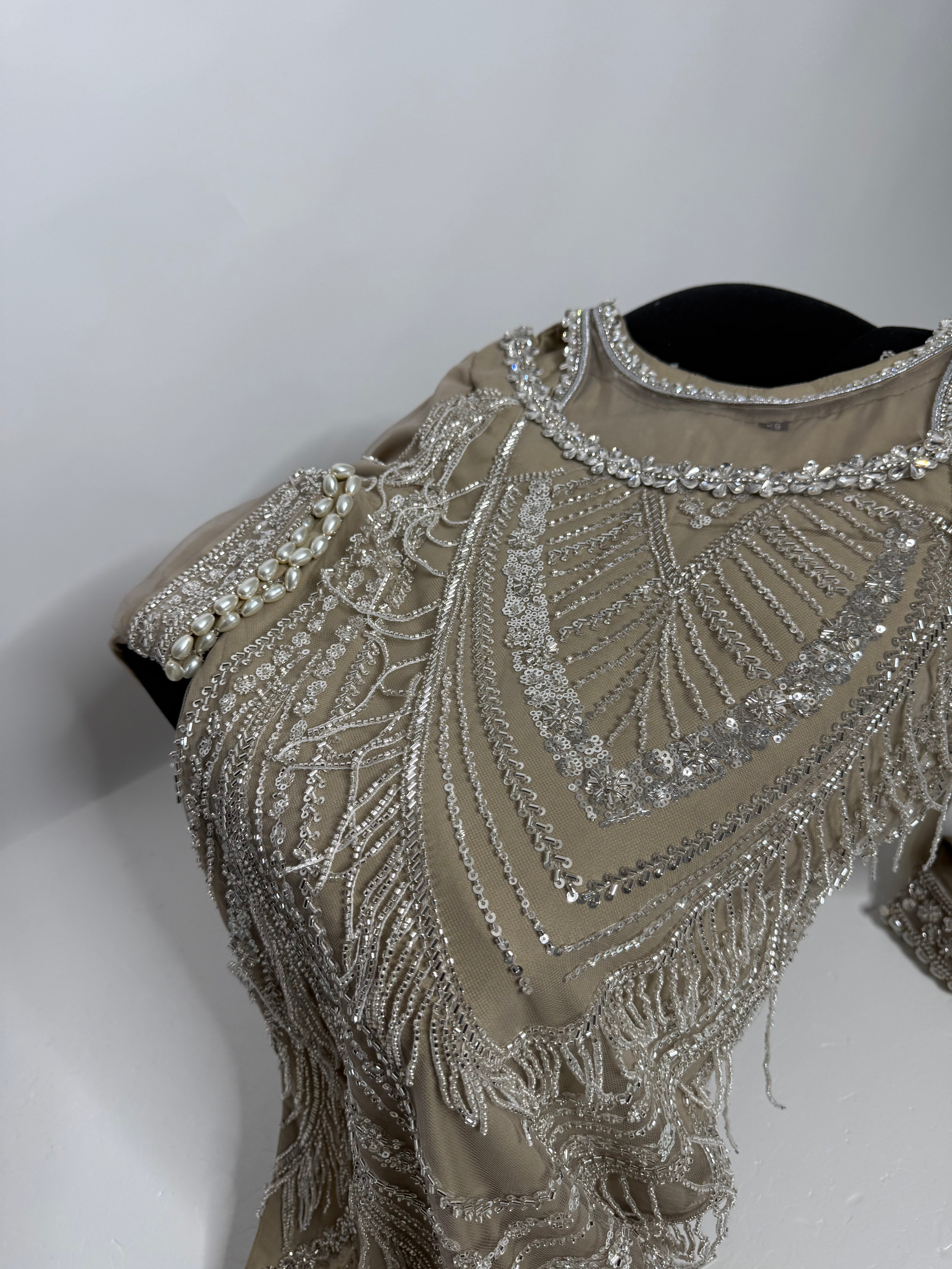 Knightsbridge Taupe Feathered Cutdana Embroidered Pakistani Suit