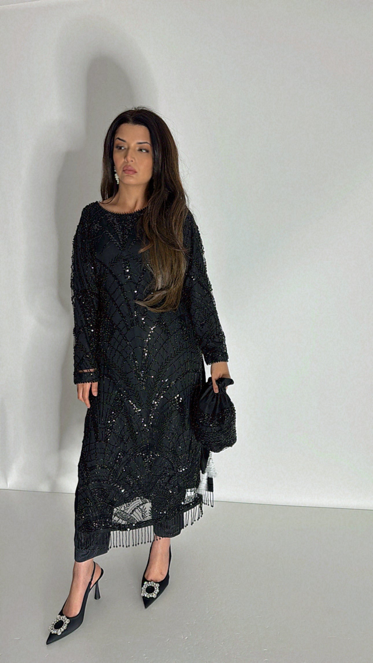 Huma – Black Embellished Three Piece Set