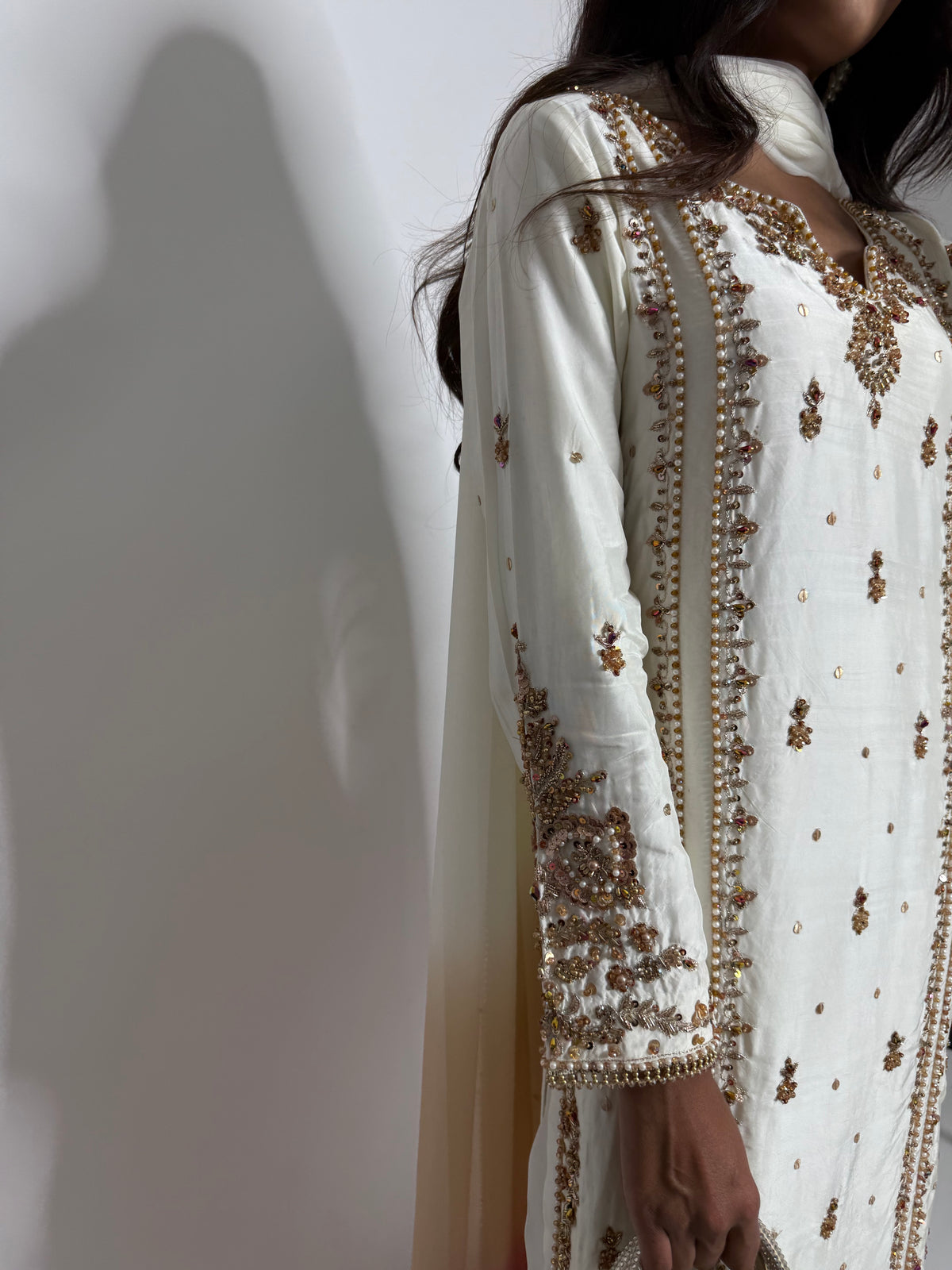 Valentina Ivory | Luxury Pakistani Hand Embroidered Silk 3 Piece Suit