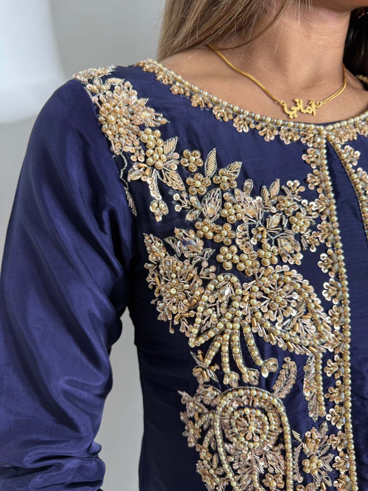 Étoile | Midnight Navy & Gold Embroidered Pakistani Suit