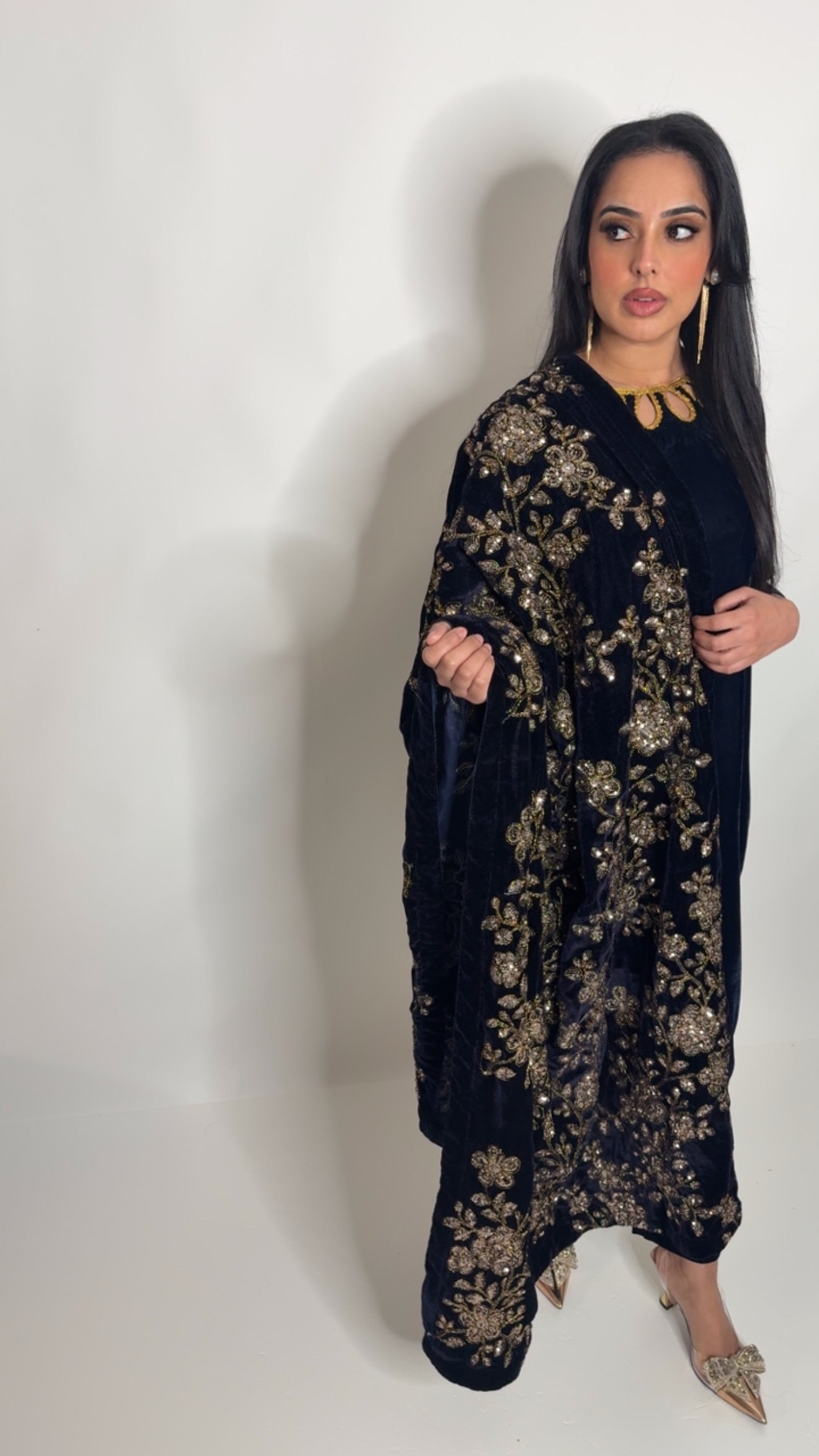 Velvet Royale – Navy & Gold Three Piece Pakistani Suit
