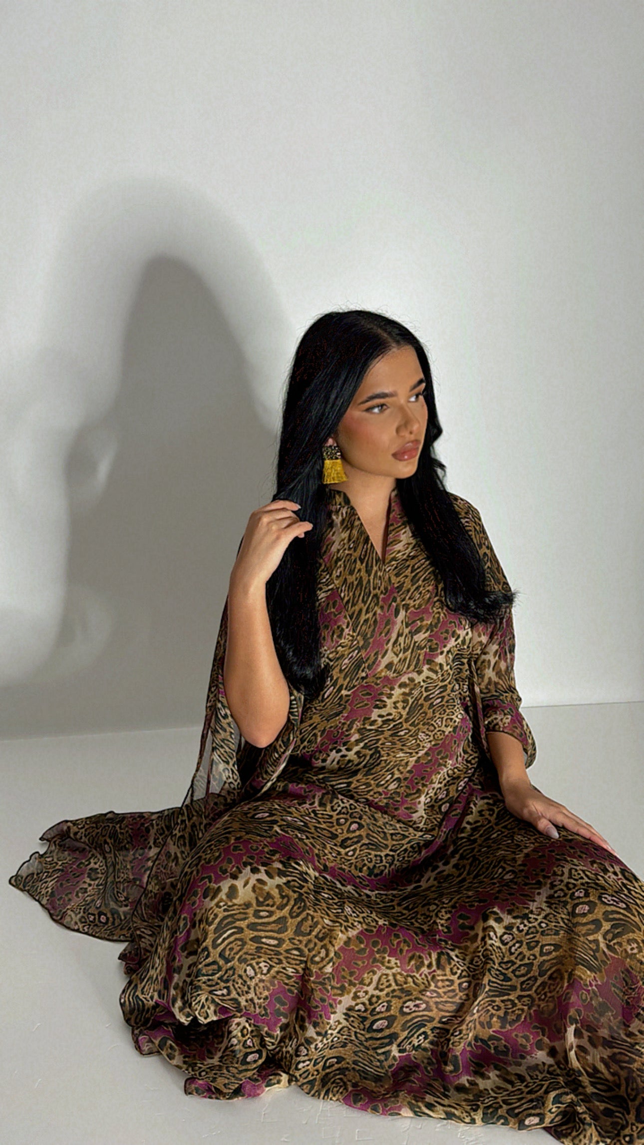 Savara – Purple Animal Print Three Piece Kaftan Set