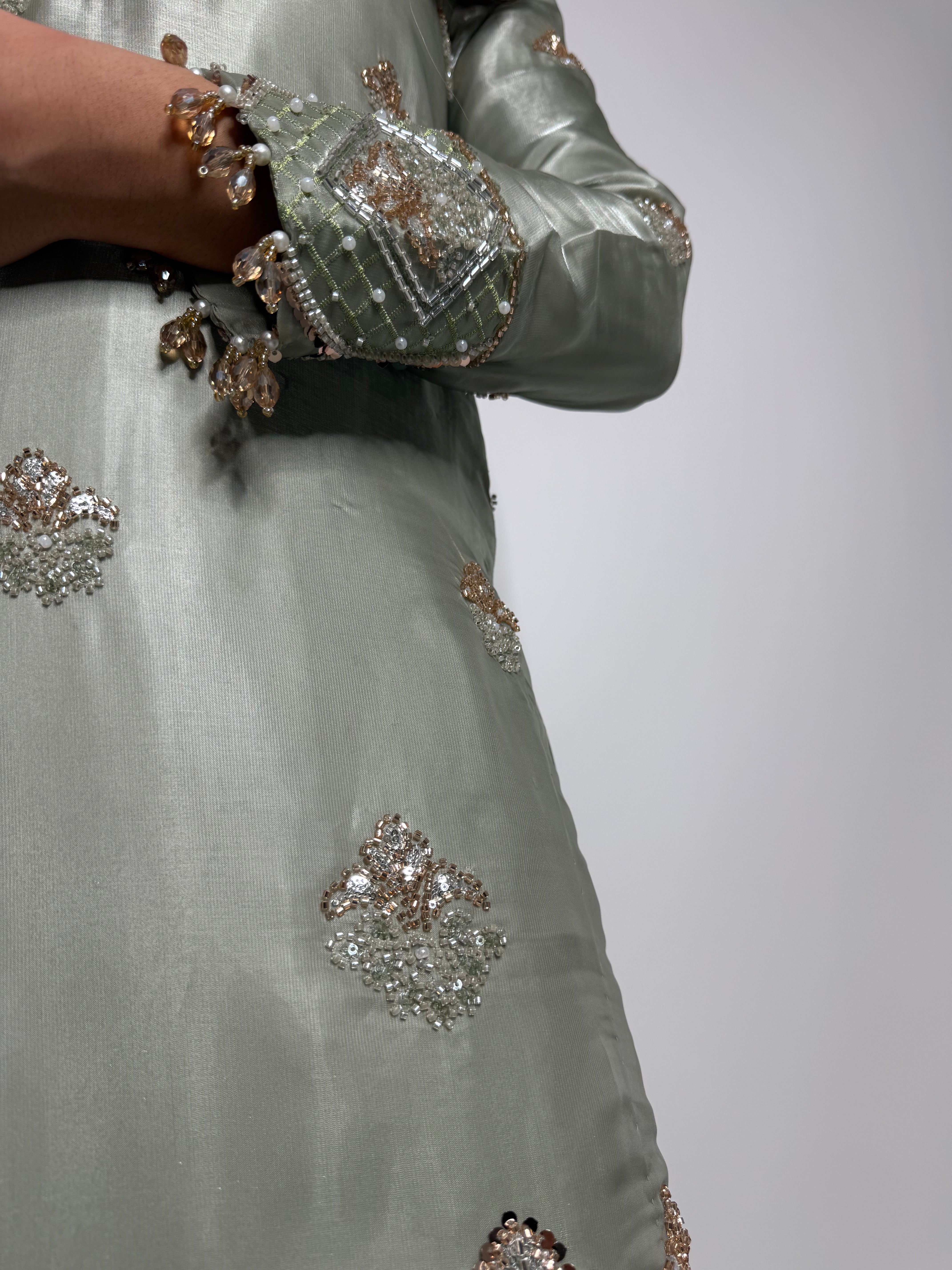 Sorelia Sage Silk Cutdana Embroidered Pakistani Suit