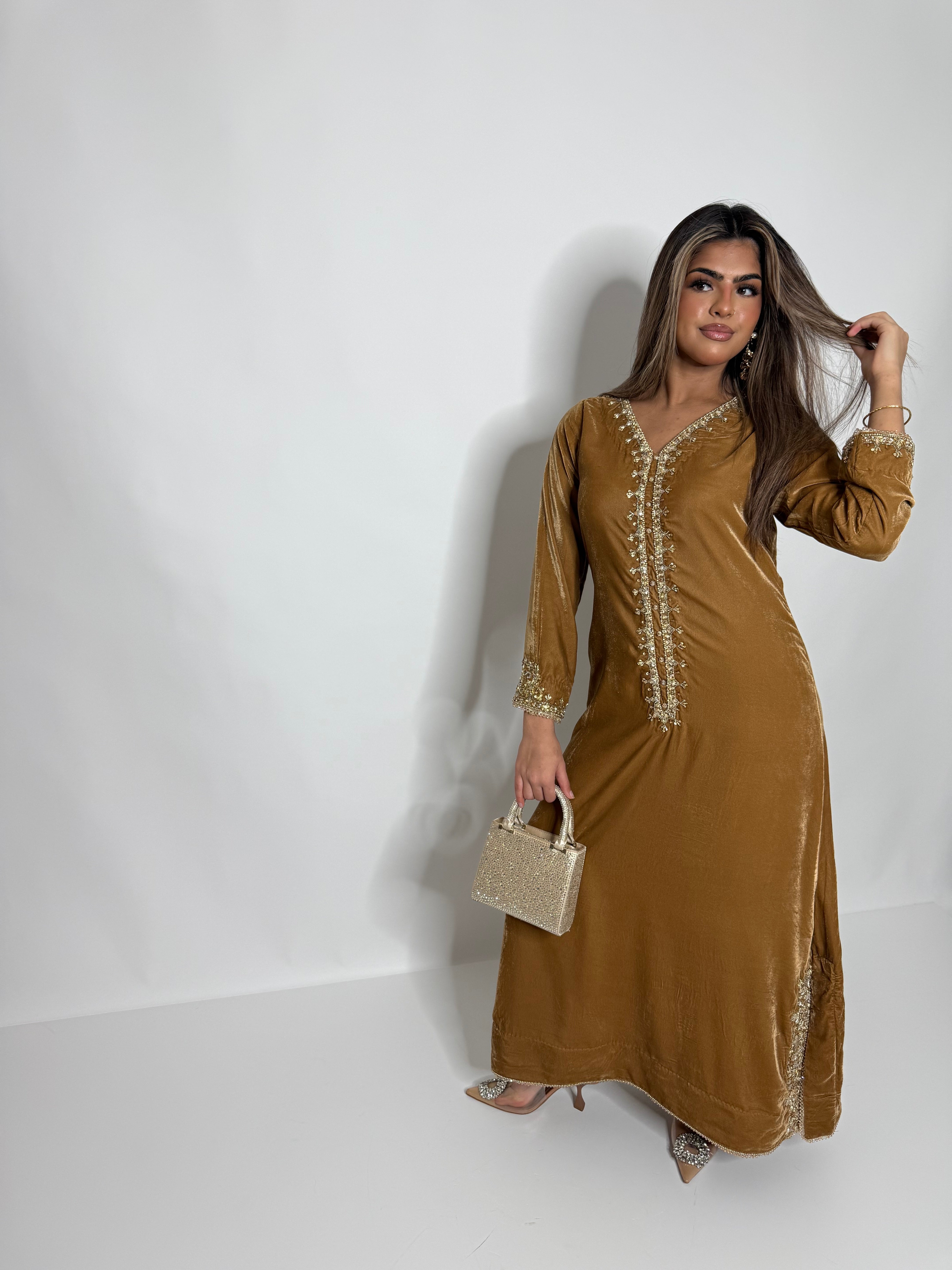 Pakistani velvet kaftan three piece suit UK