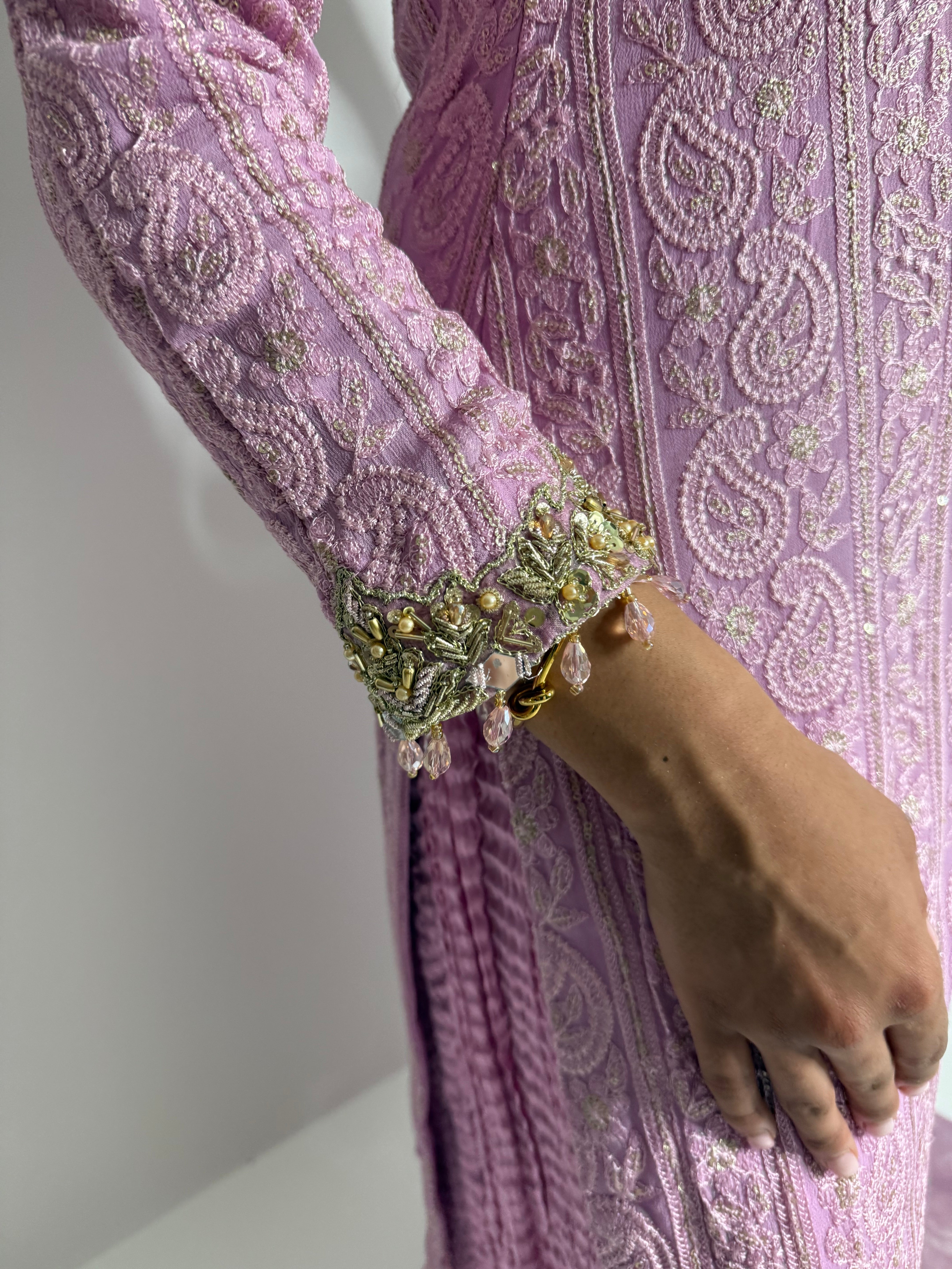 Samaira Blush Chicken-Kari Chiffon Three-Piece