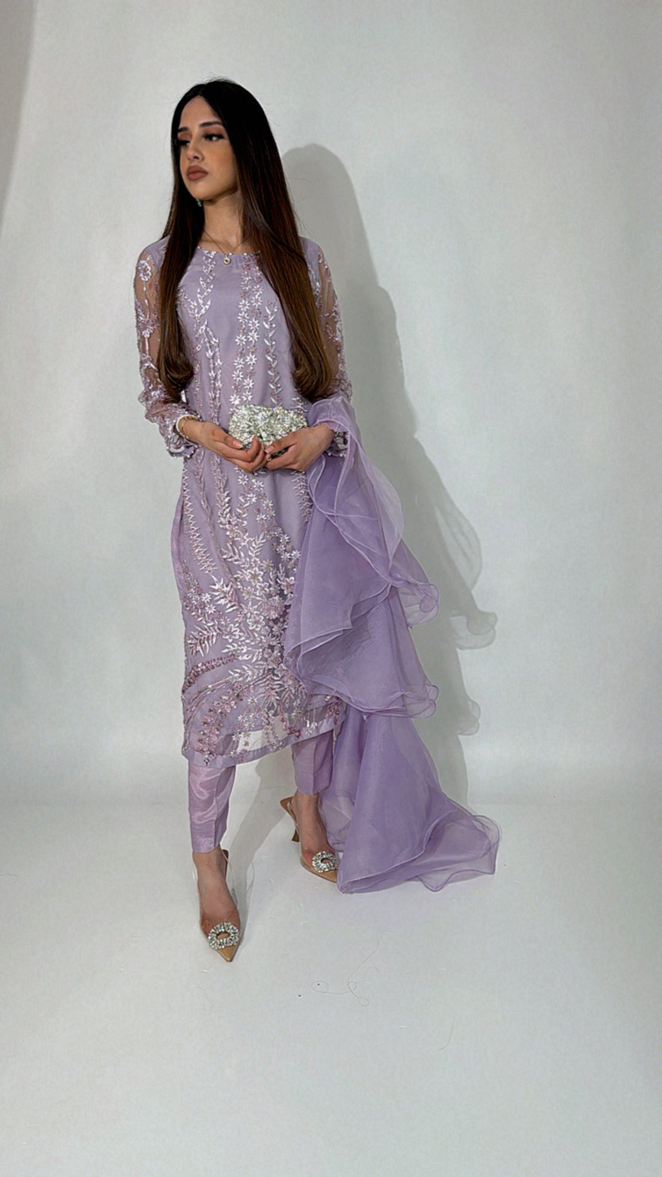 Adeela – Lilac Cut Dana & Sequin Embellished Three Piece Suit