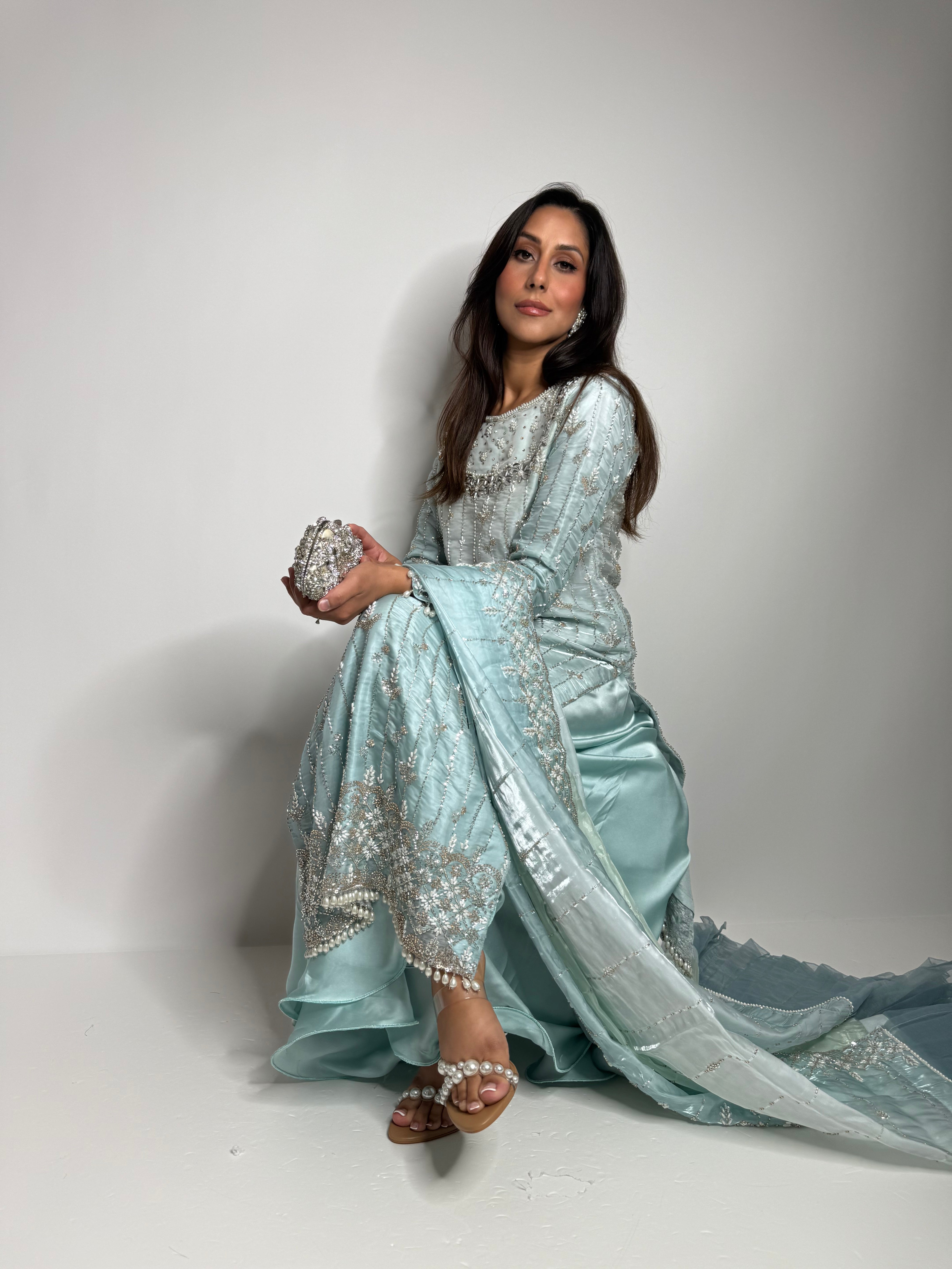 Nayla – Ice Blue Embroidered Pakistani Set
