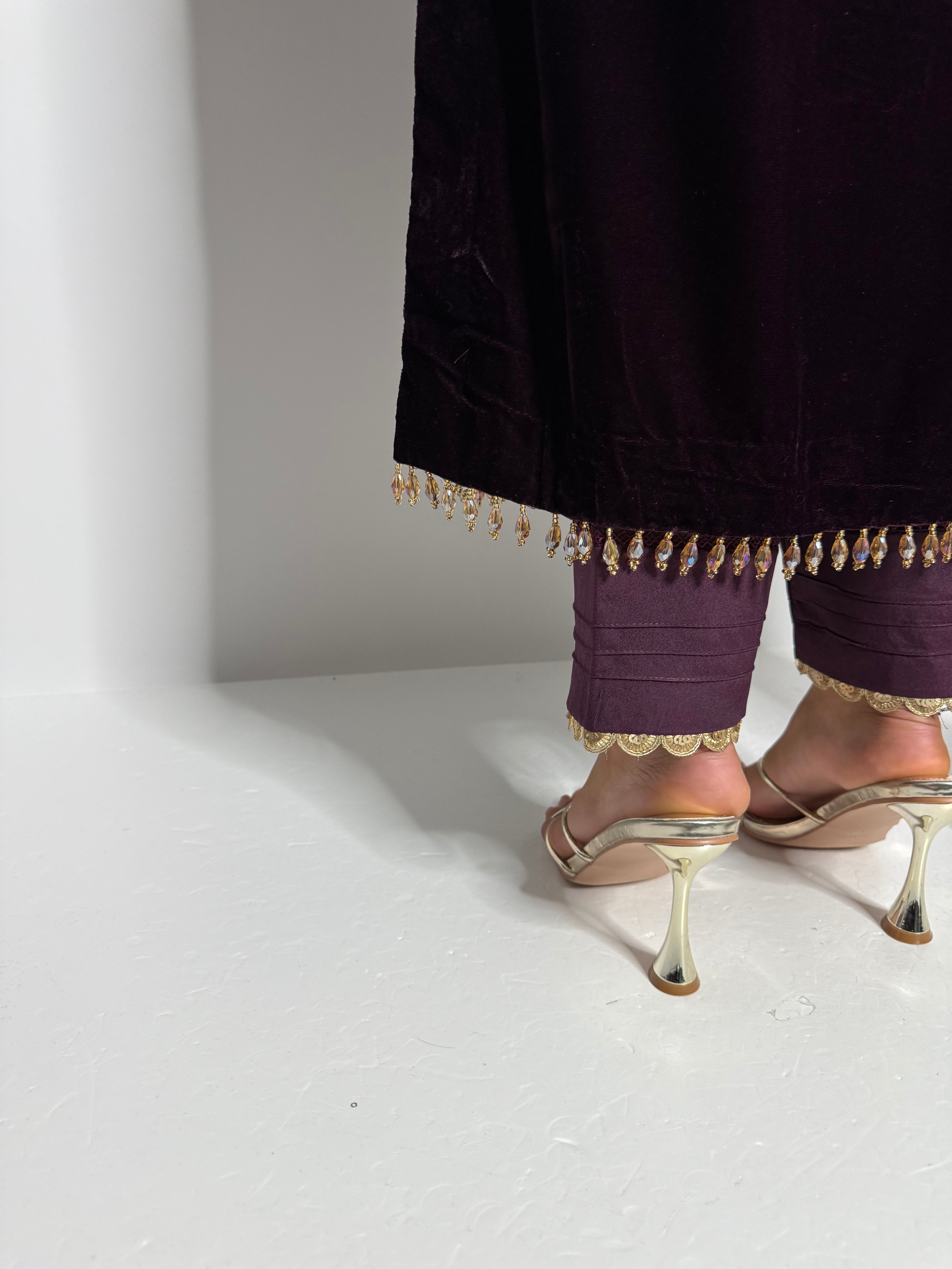 Orlena Plum Micro Velvet Pakistani Suit