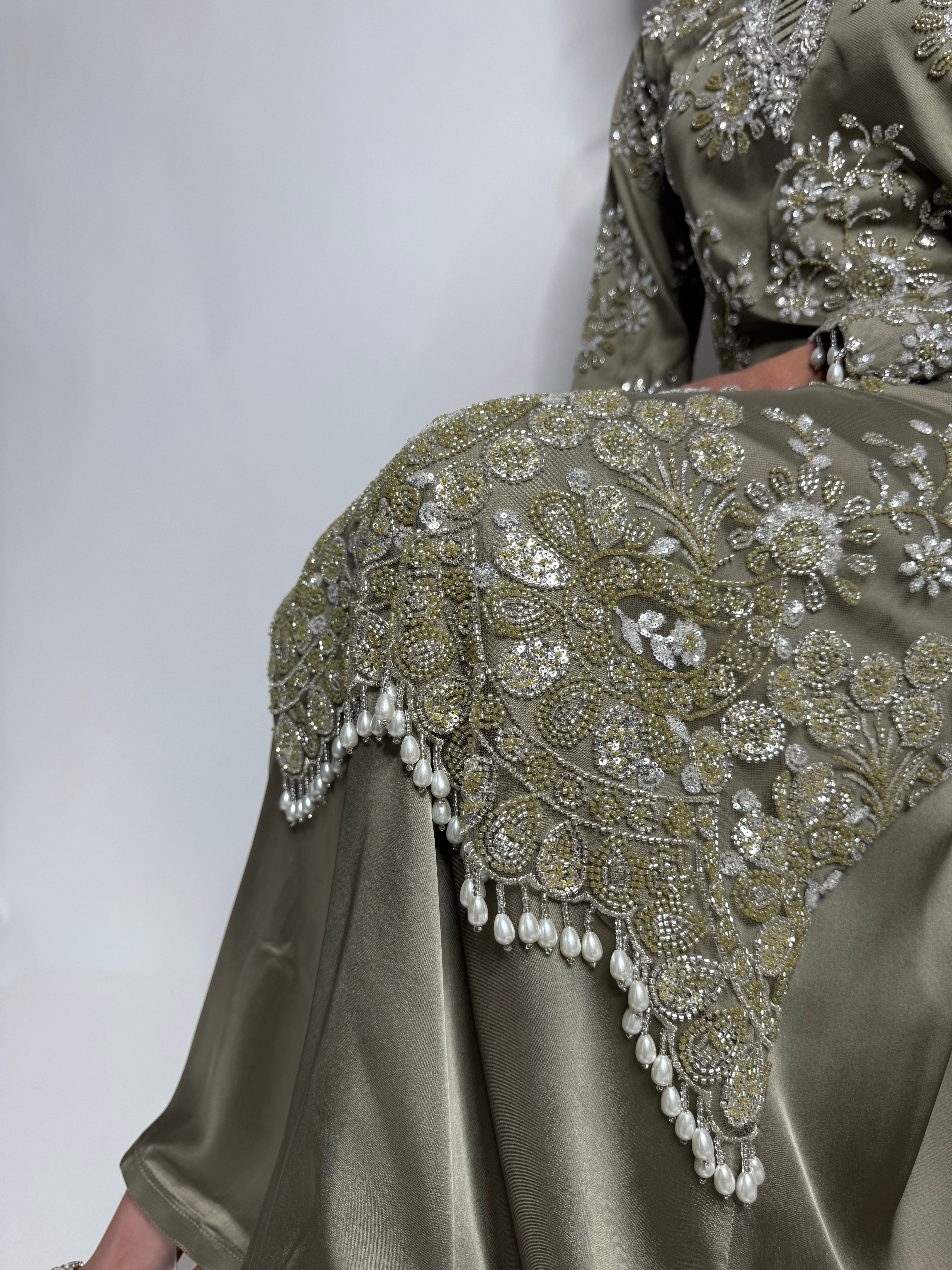 Zeraphina Olive Cutdana Embroidered Pakistani Suit
