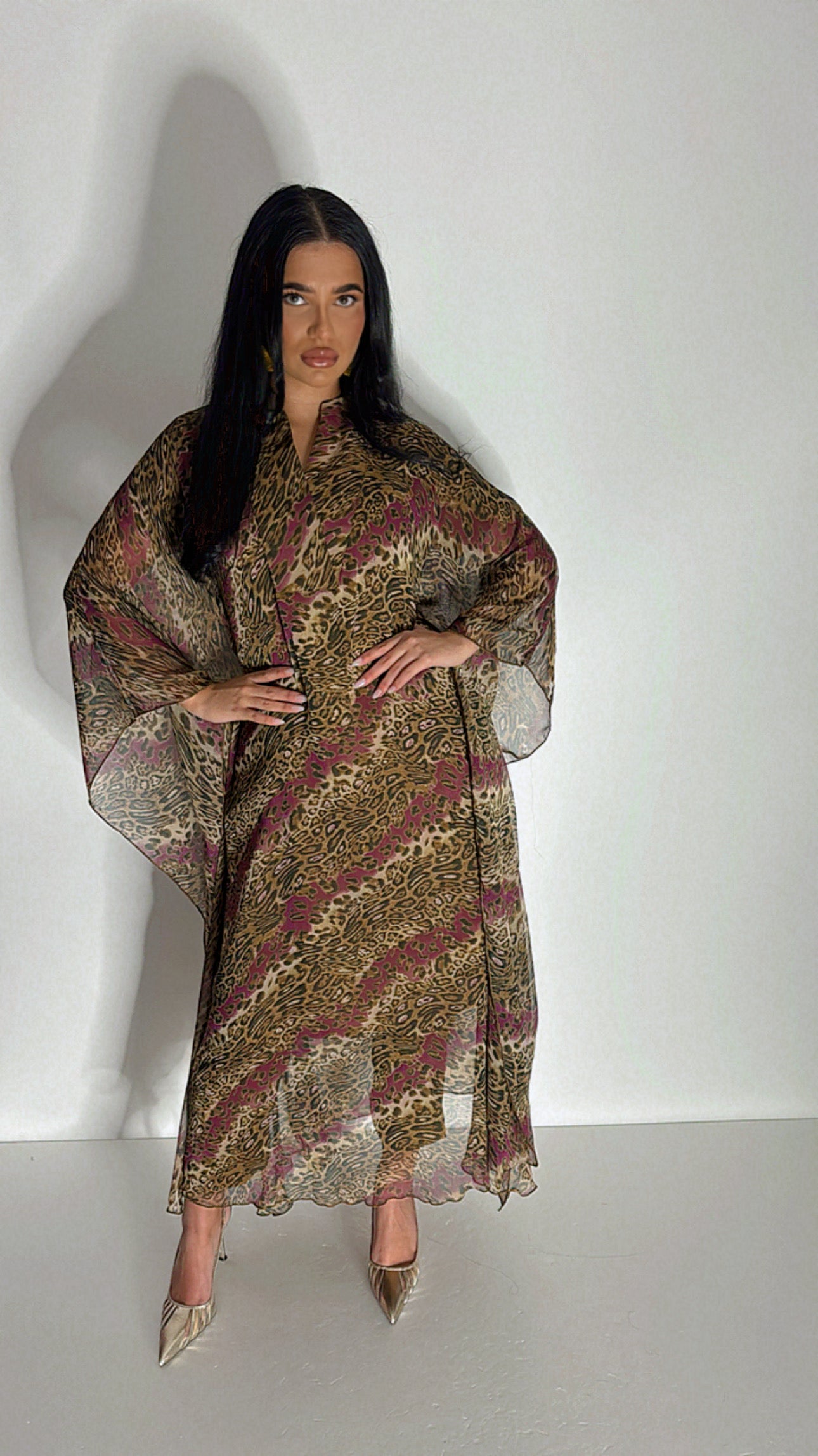 Savara – Purple Animal Print Three Piece Kaftan Set