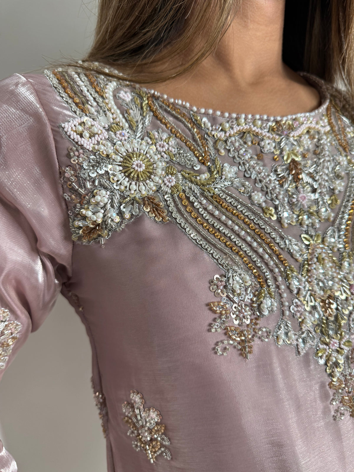 Rosalie Mauve | Luxury Embroidered Silk Sharara Suit