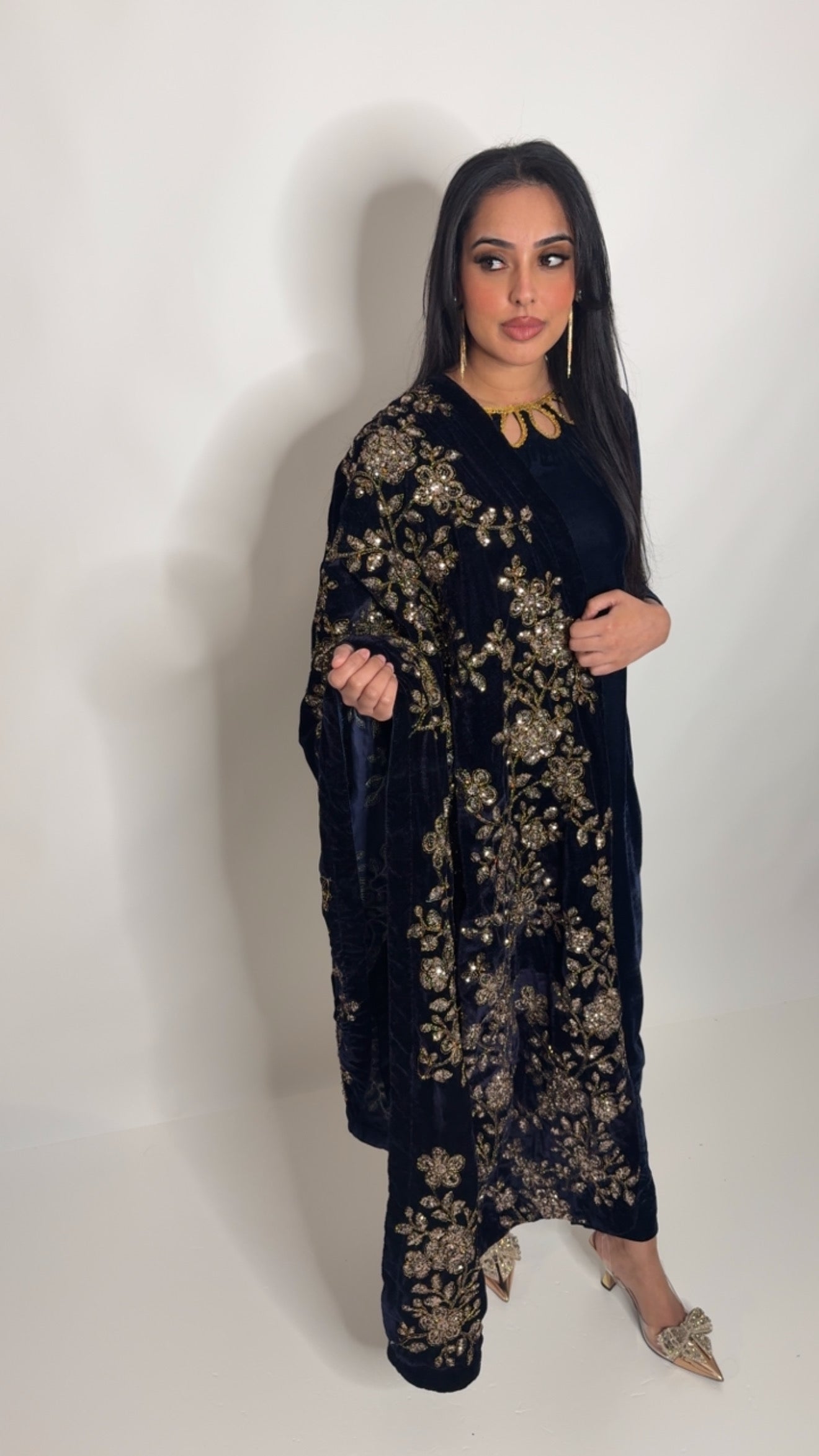 Velvet Royale – Navy & Gold Three Piece Pakistani Suit