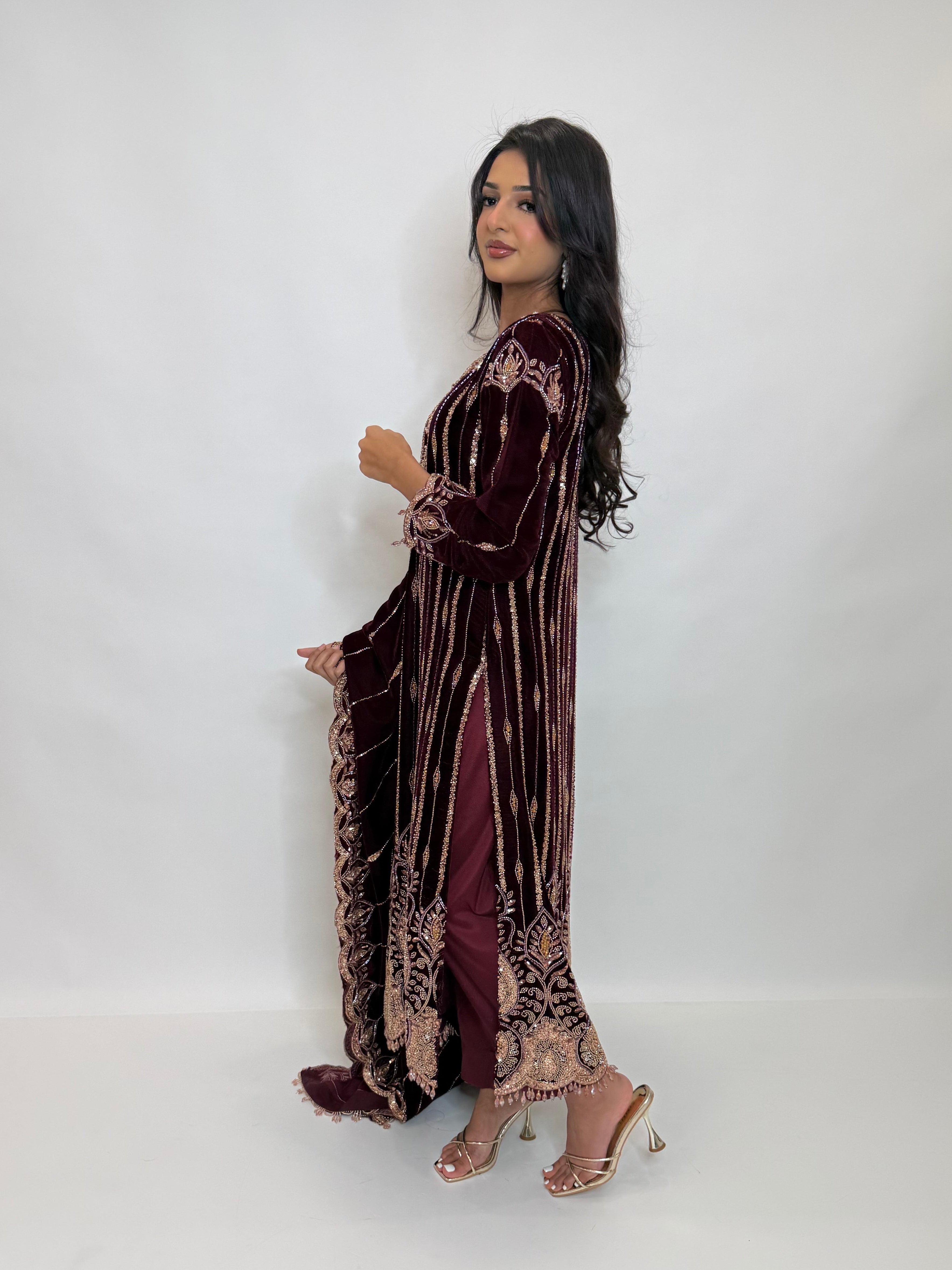 Pakistani velvet wedding guest dress ready to wear