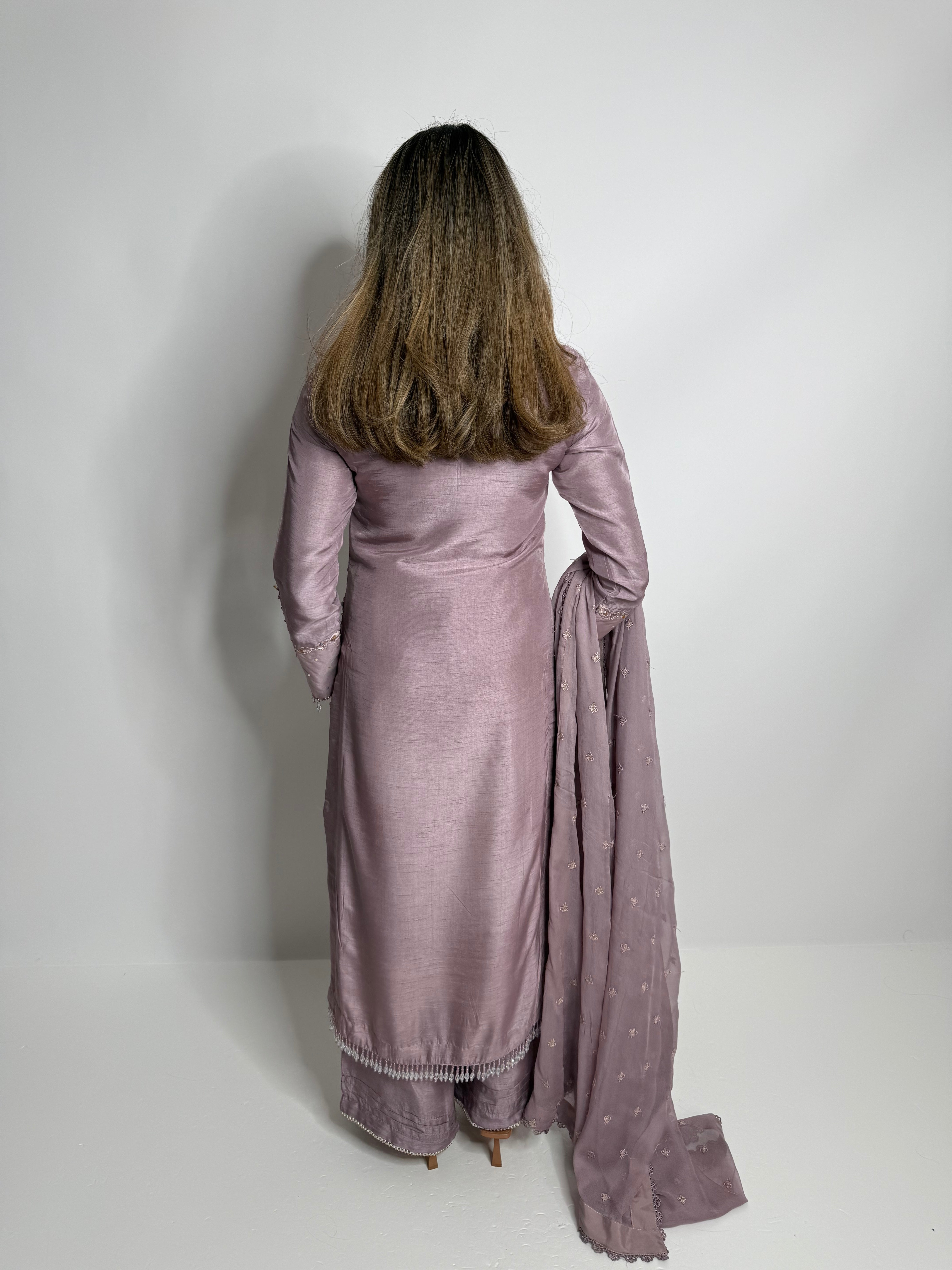 Isolde Mauve Raw Silk Three-Piece