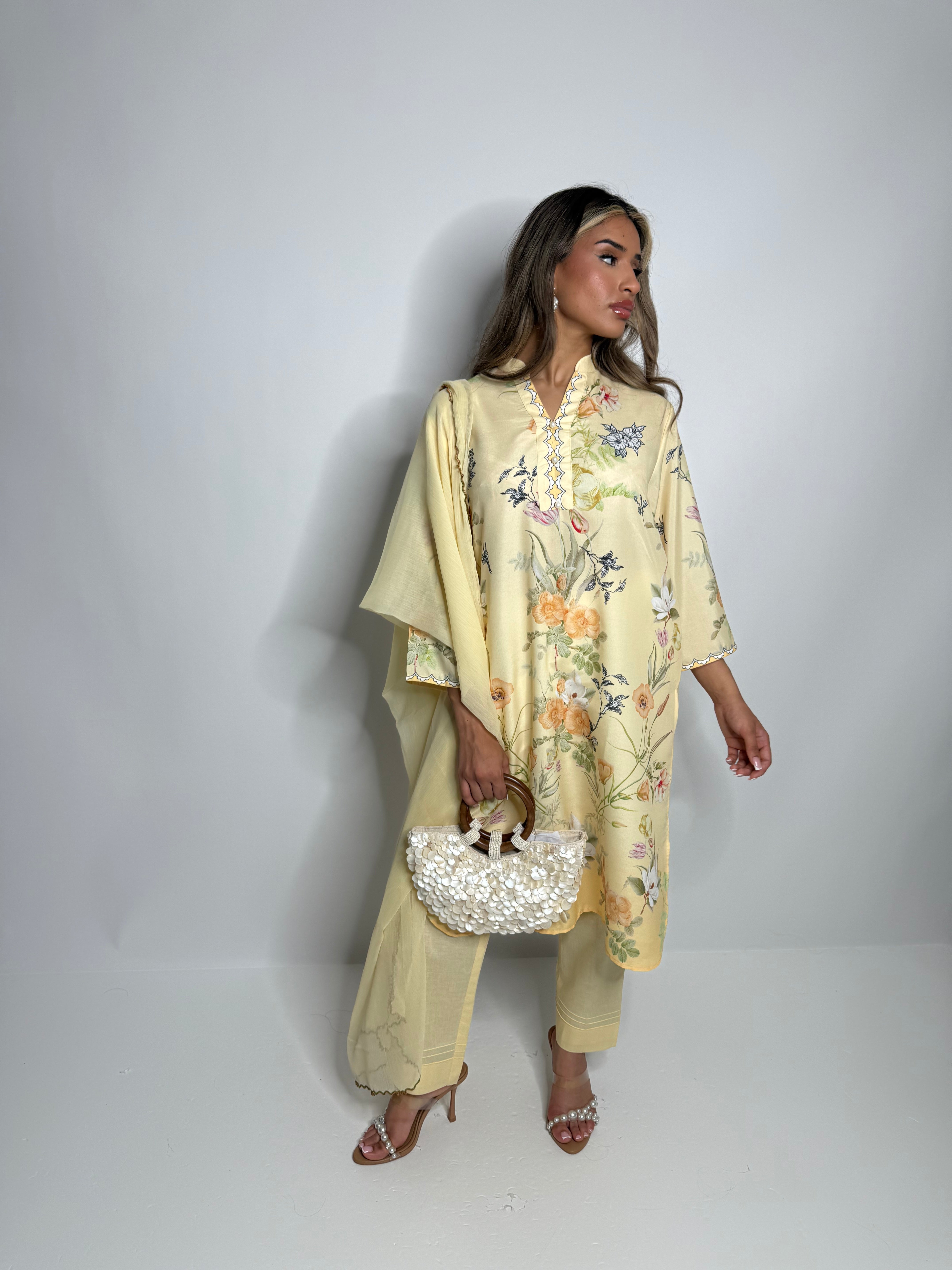 Lemon Blossom Lawn Ensemble by Sana Safinaz