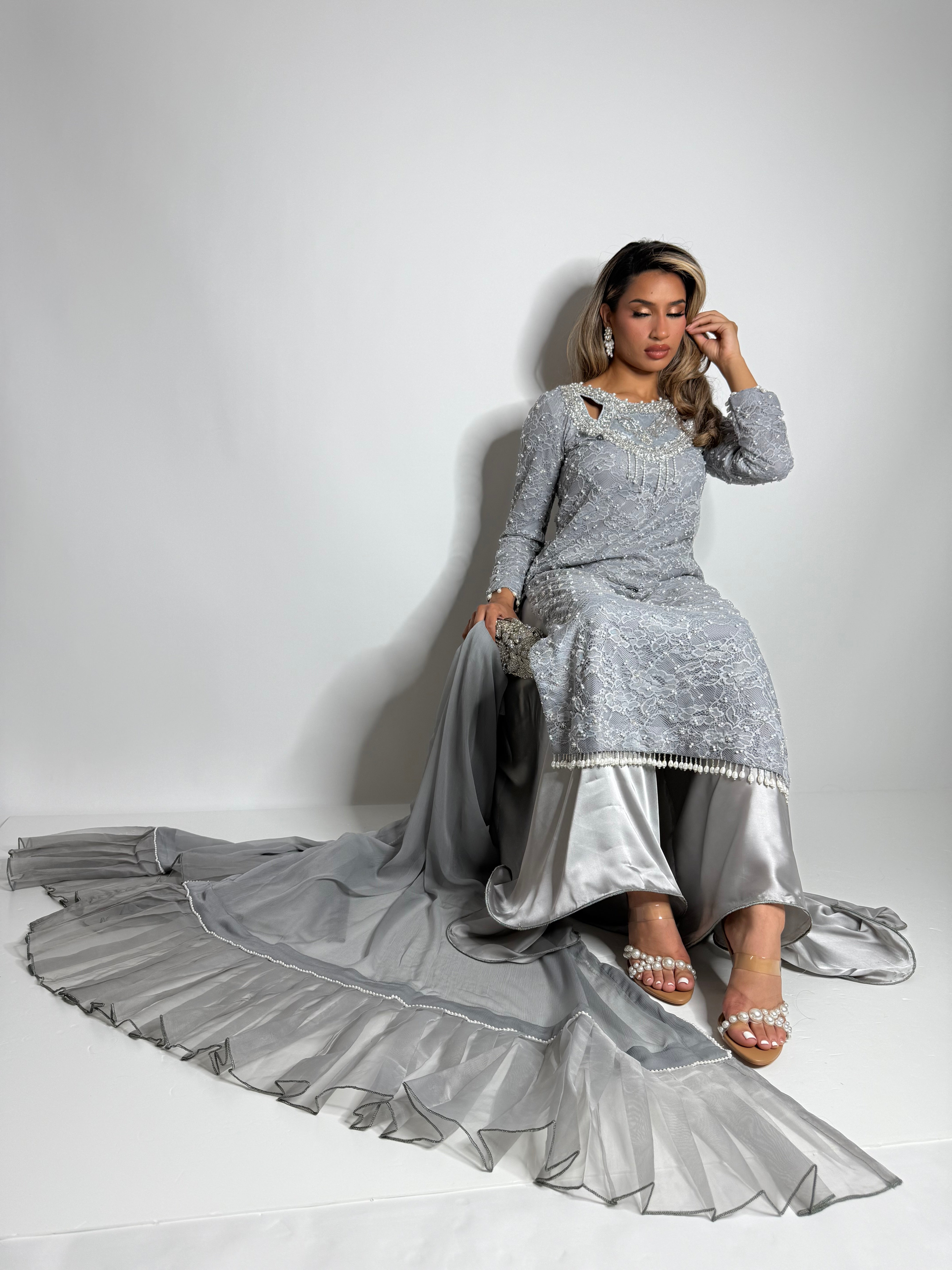 Liyana Silver Crochet-Pearl Three-Piece