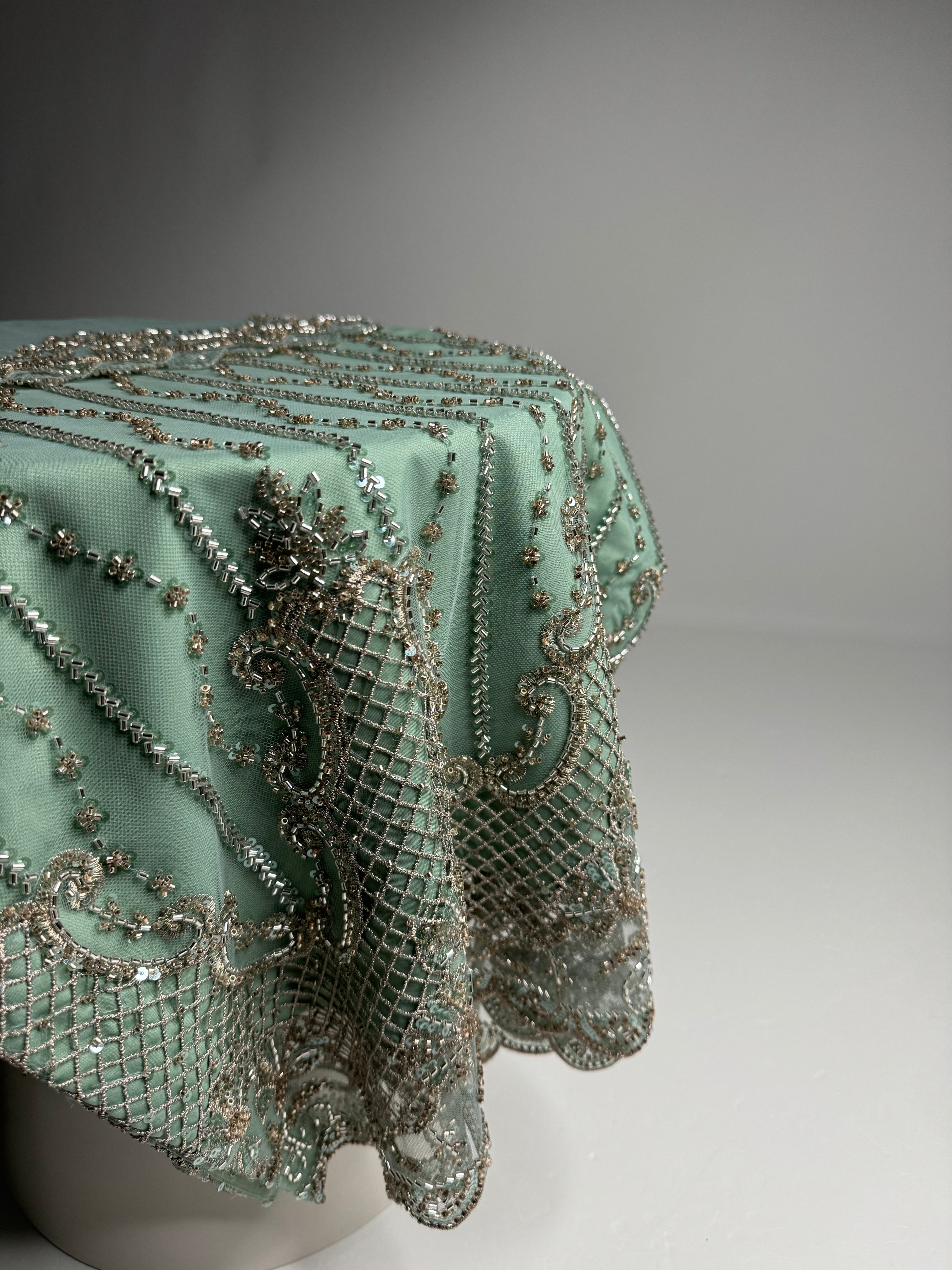 Layla – Sea Green Embroidered Net Three Piece Suit