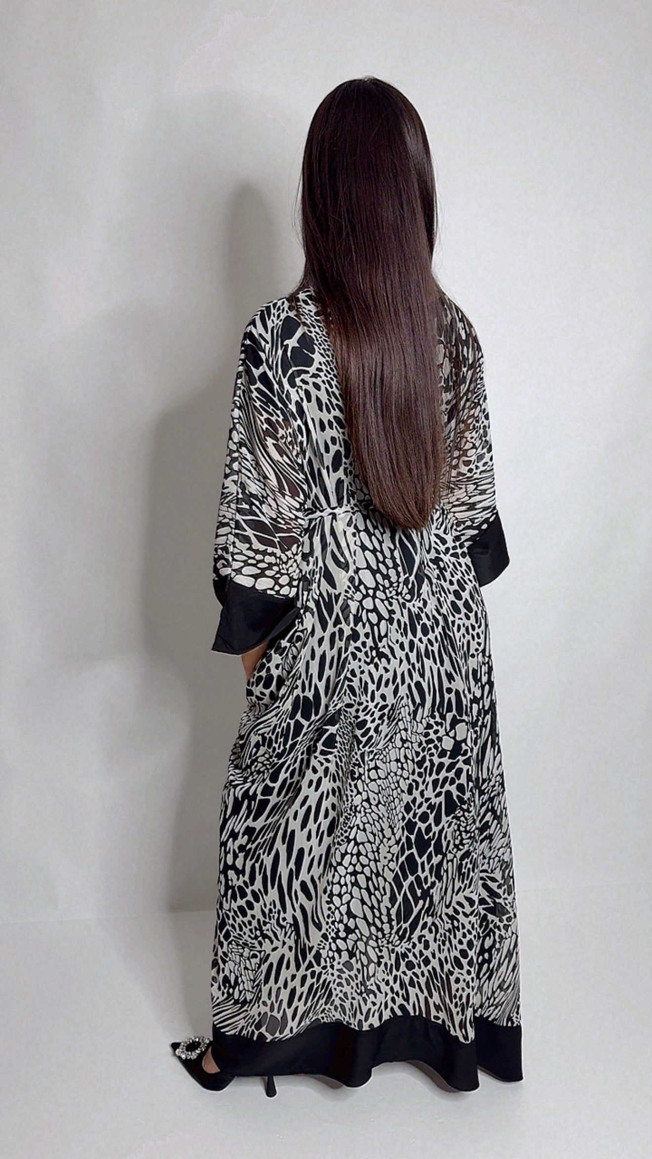 Monochrome Mirage – Three Piece Kaftan Set