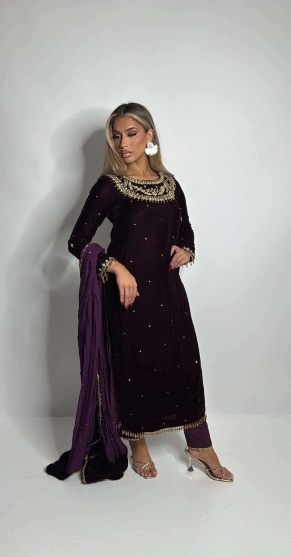 velvet pakistani suit