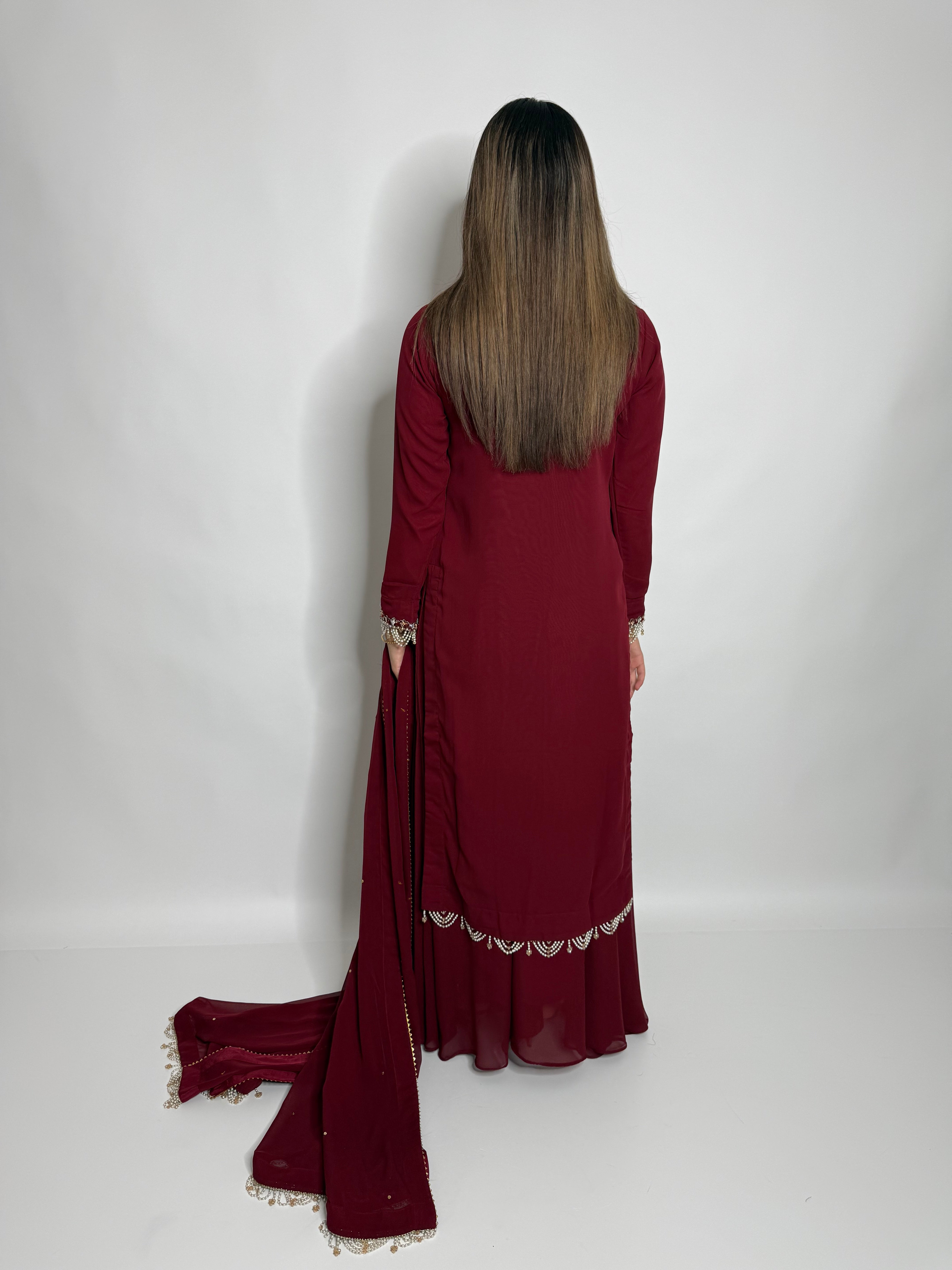 AYLA RUBY PEARL GEORGETTE THREE-PIECE EID FORMAL