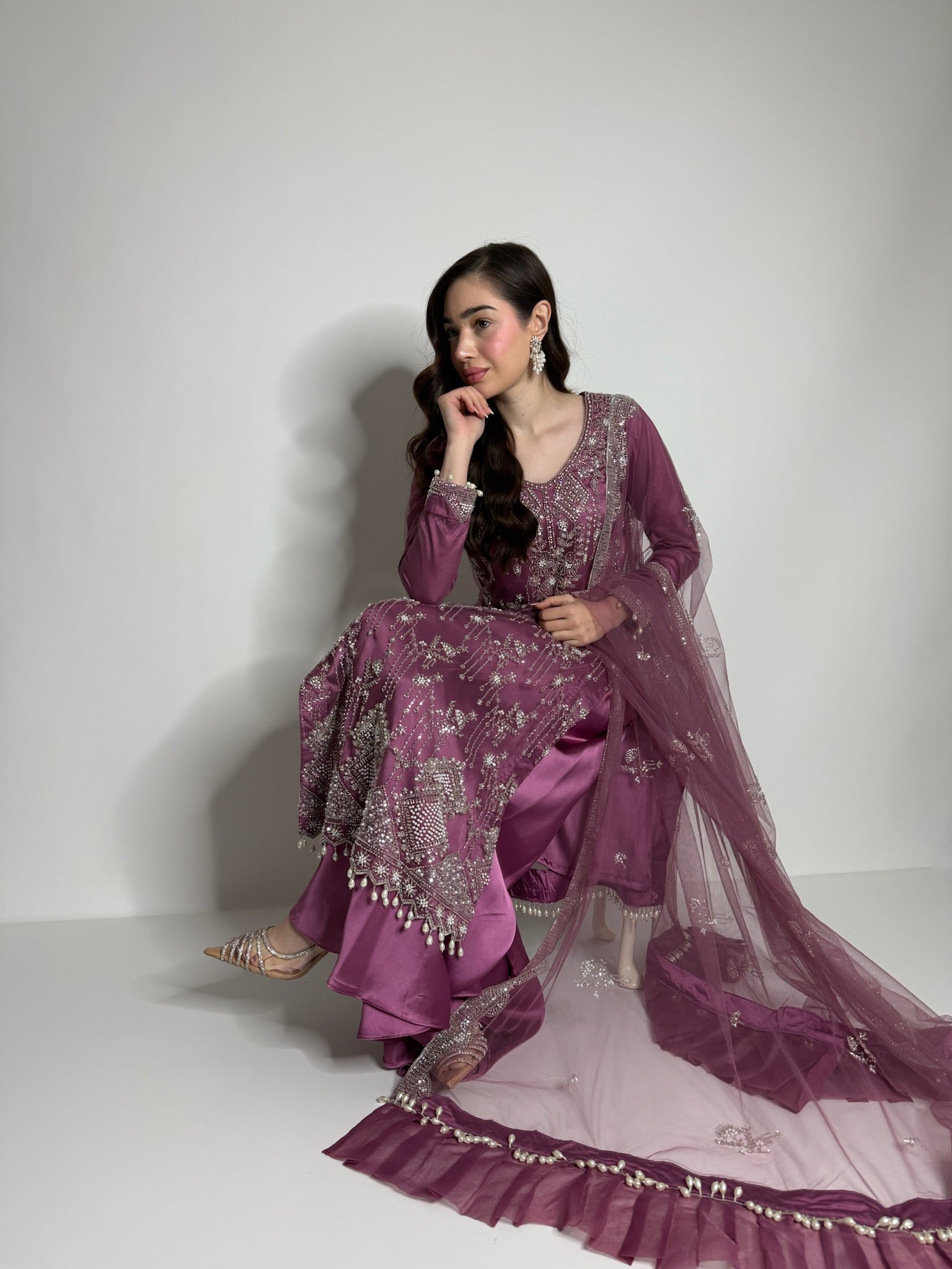 Cira Soft Magenta Cutdana Three-Piece