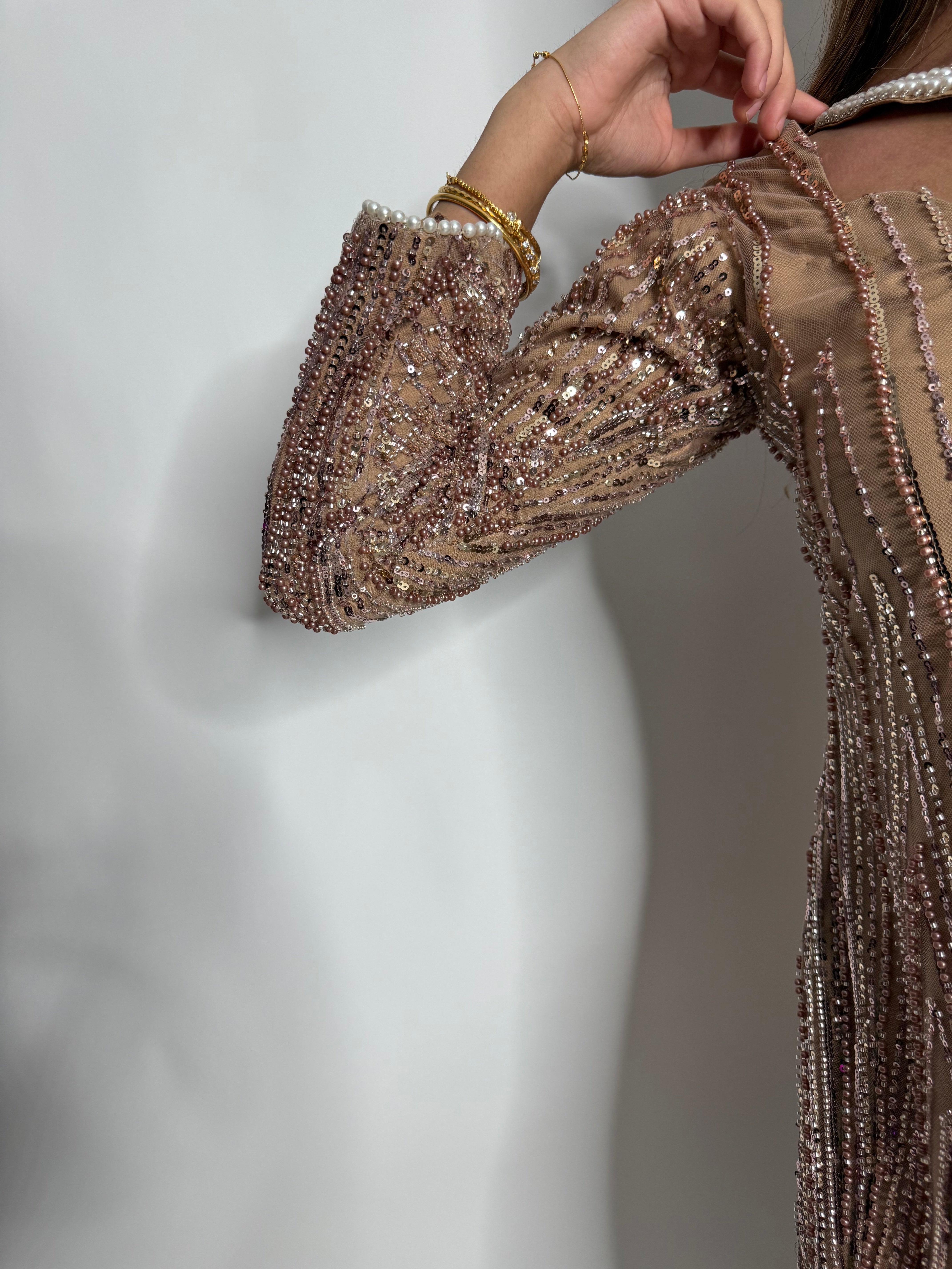 Moressa Toffee Cutdana Embellished Three-Piece | Ready-to-Wear Pakistani Outfit