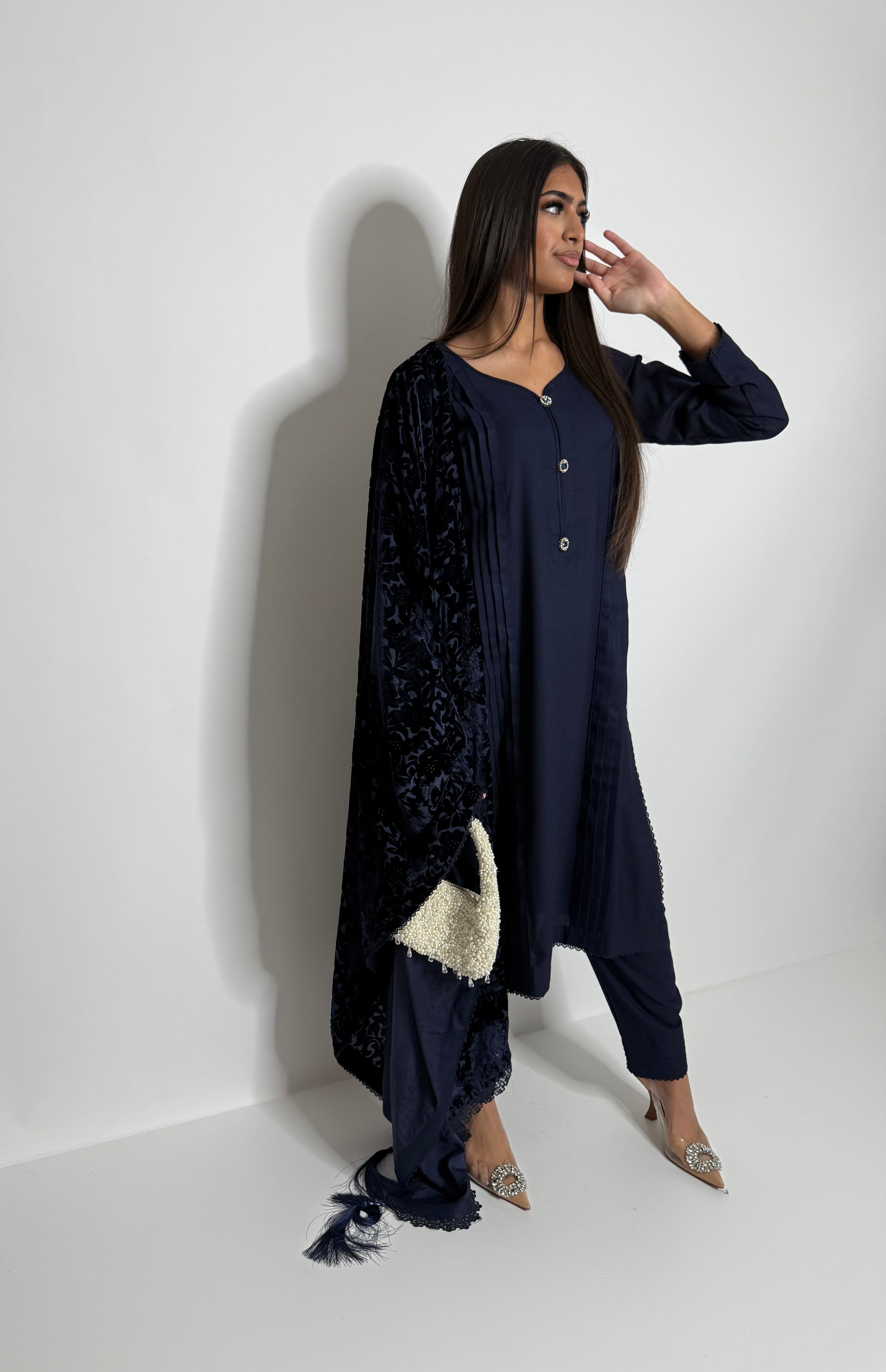 Ruelle Navy marina ready to wear Pakistani outfit