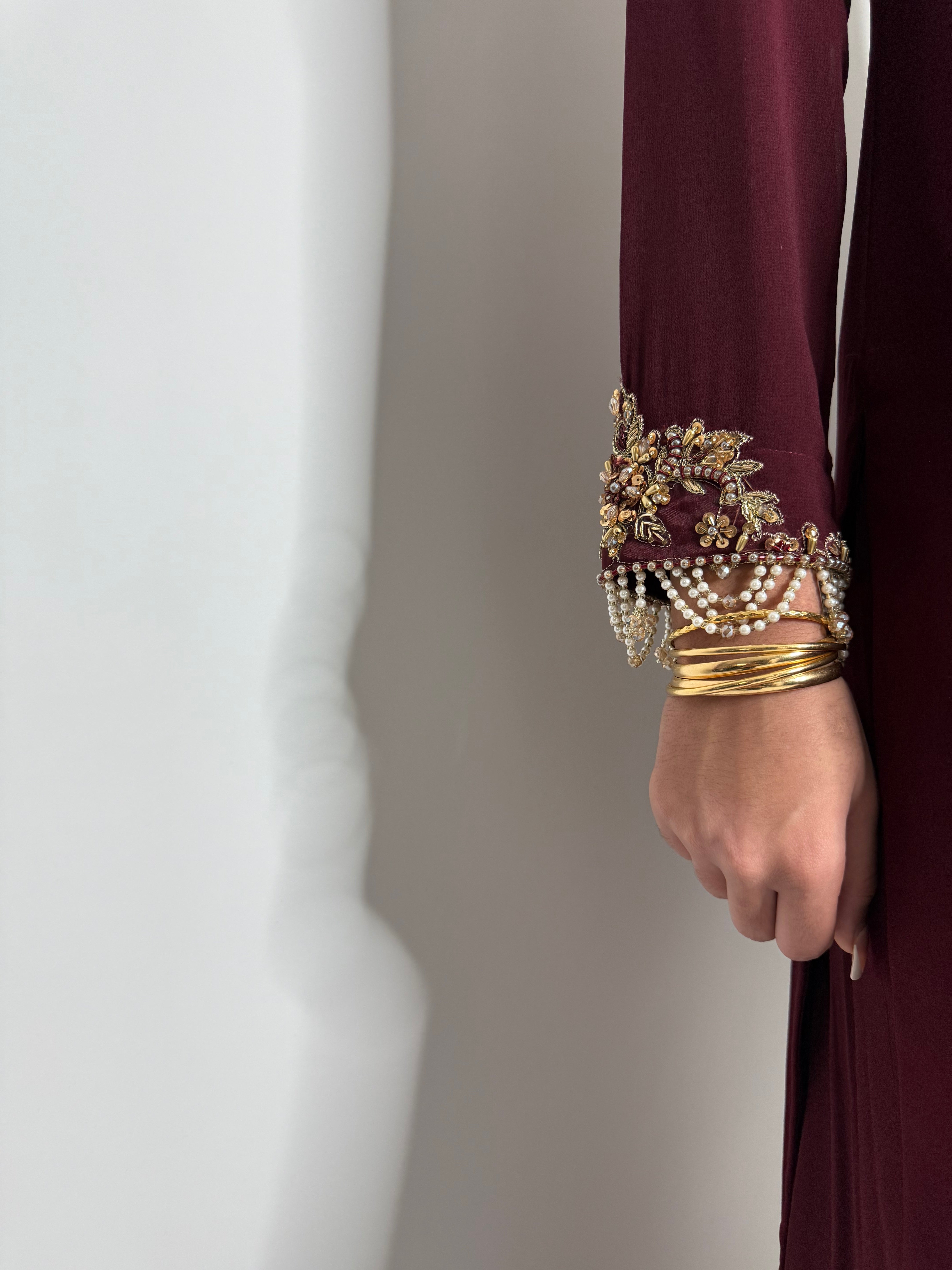 Ismara Maroon Embroidered Sharara Three-Piece