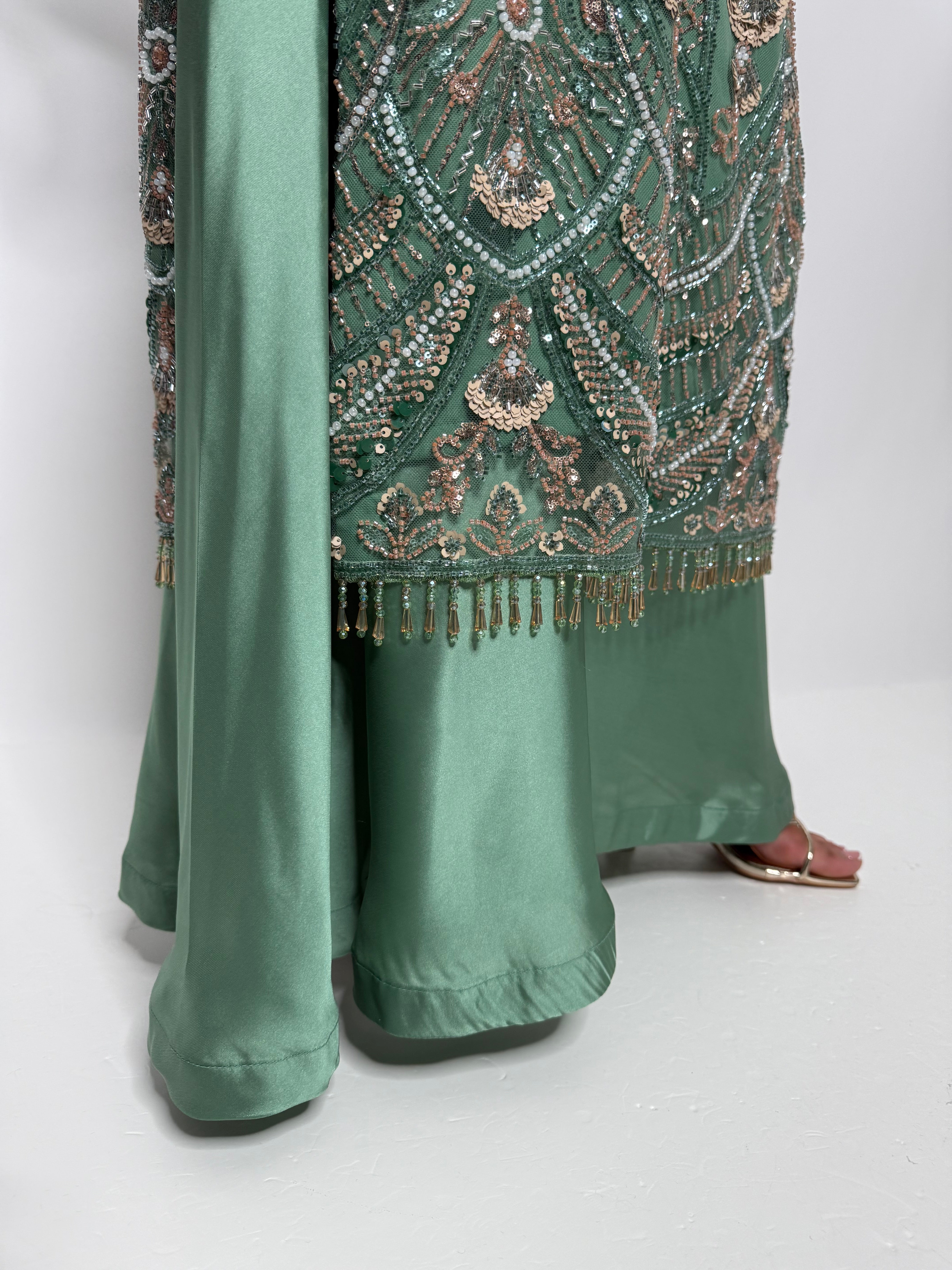 Kensington Sage Cutdana Handworked Pakistani Suit