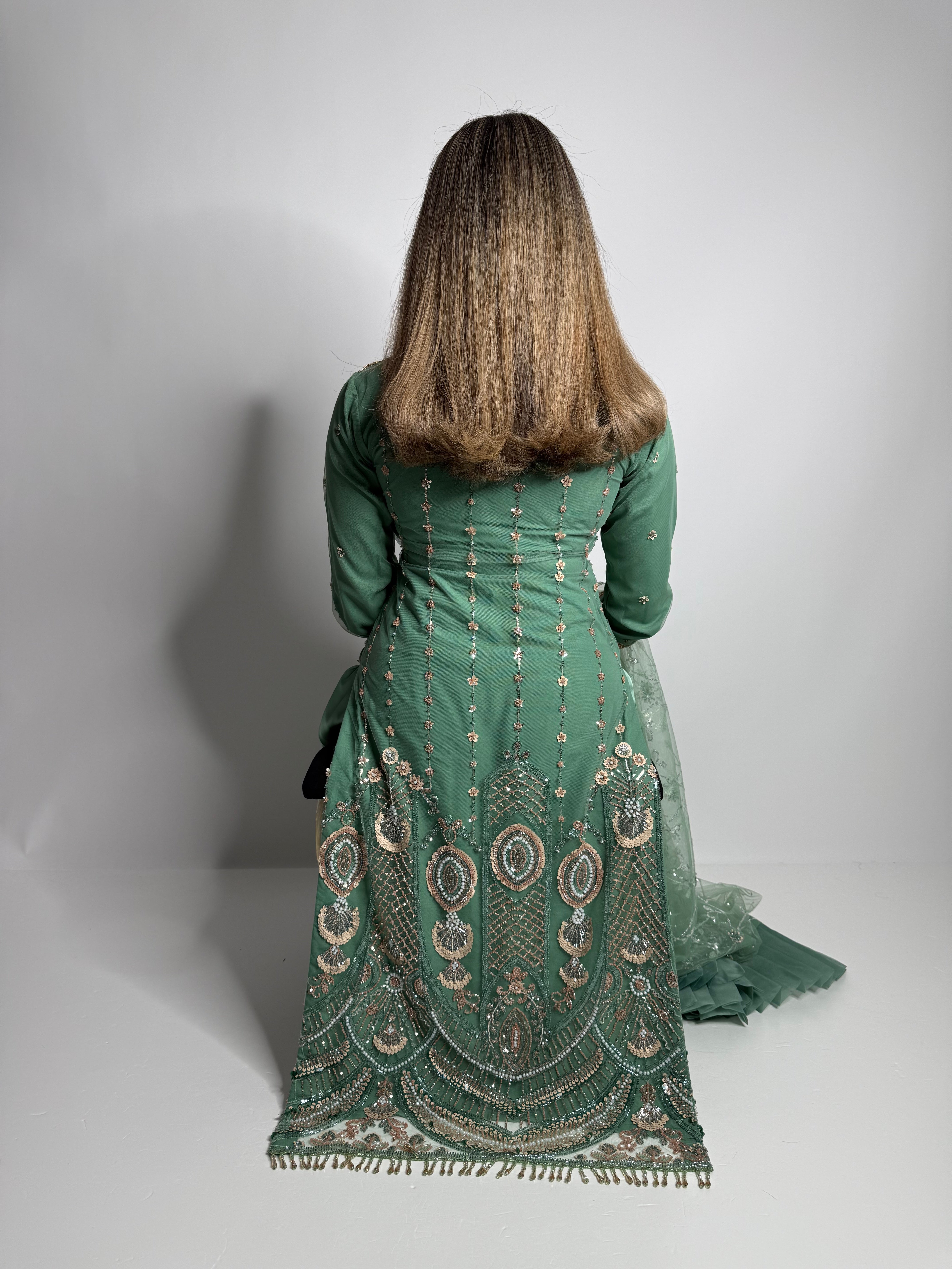 Kensington Sage Cutdana Handworked Pakistani Suit
