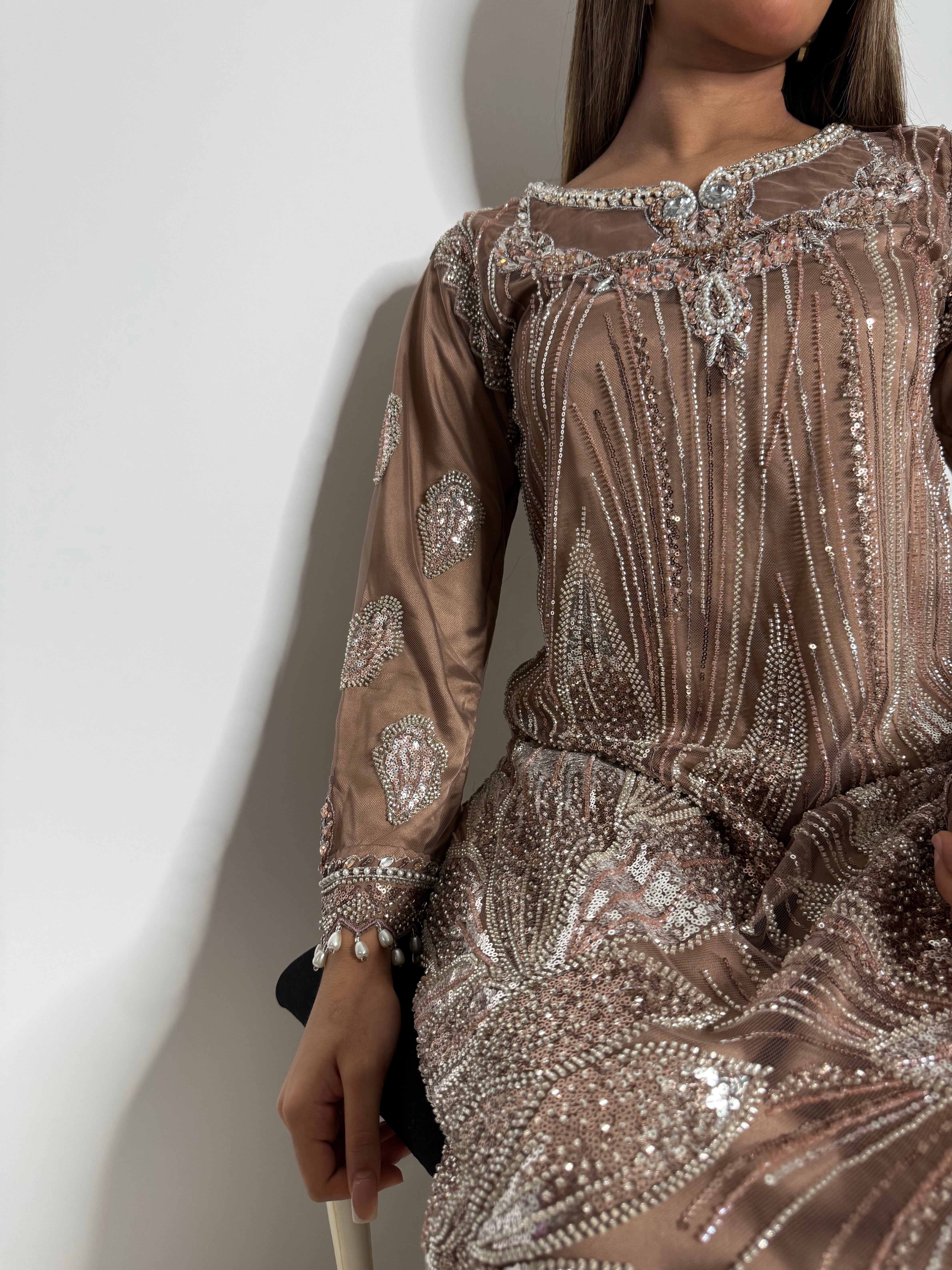 Elegant mocha outfit for Eid and formal occasions