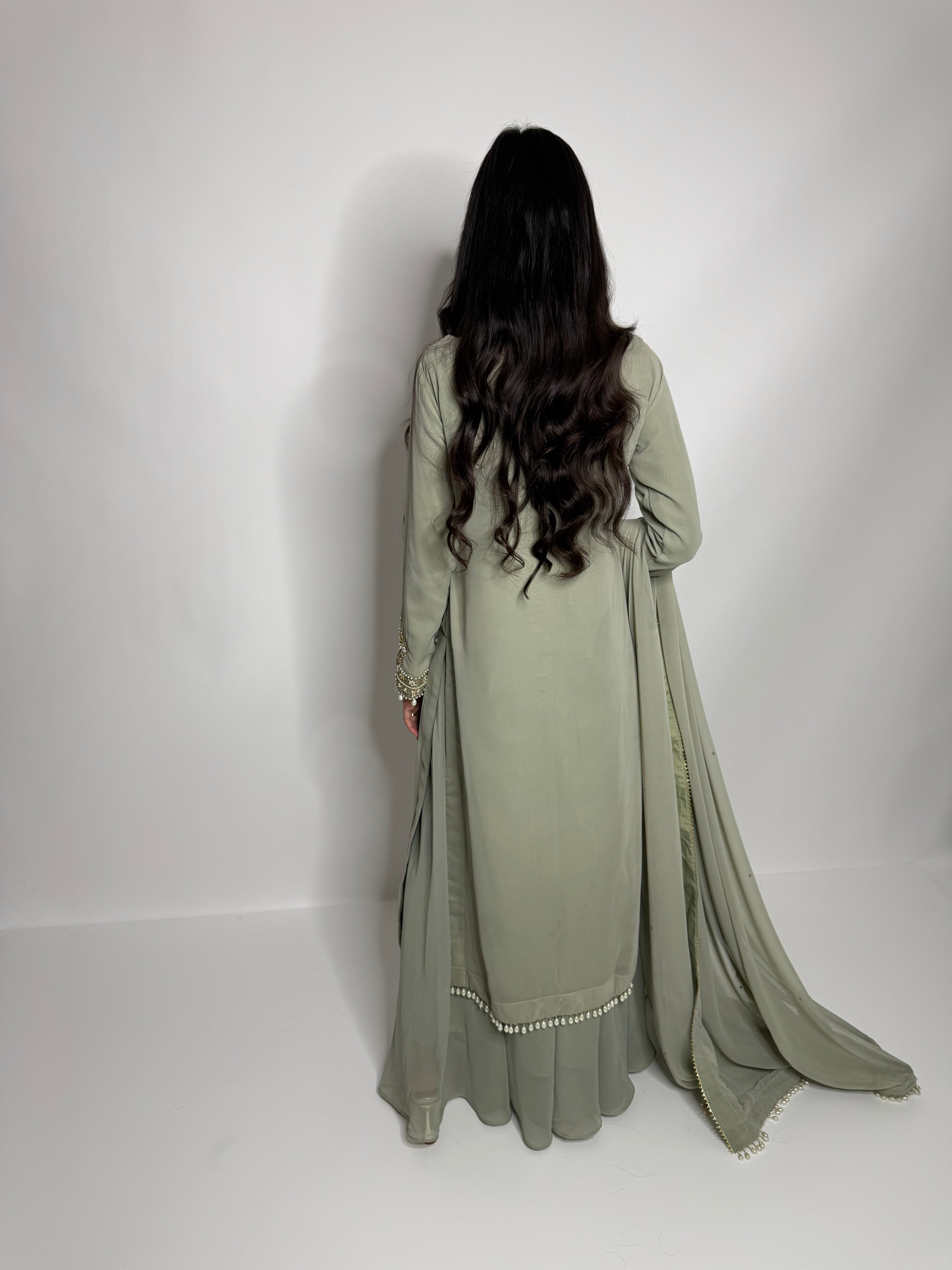 Rihana Sage Georgette Sharara Outfit