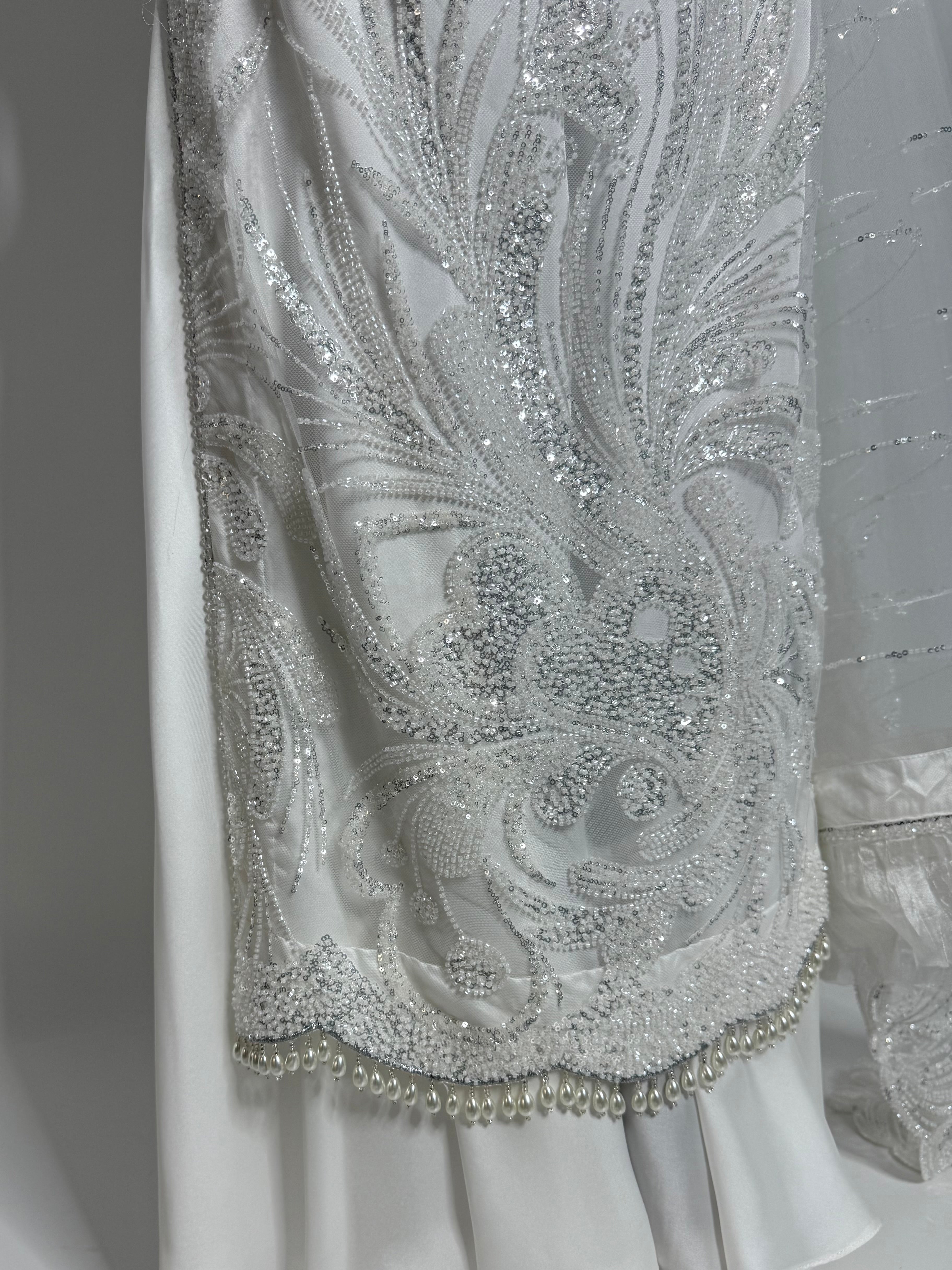 Lunévia White | Luxury White Cutdana Embroidered Pakistani Sharara Suit (3 Piece)