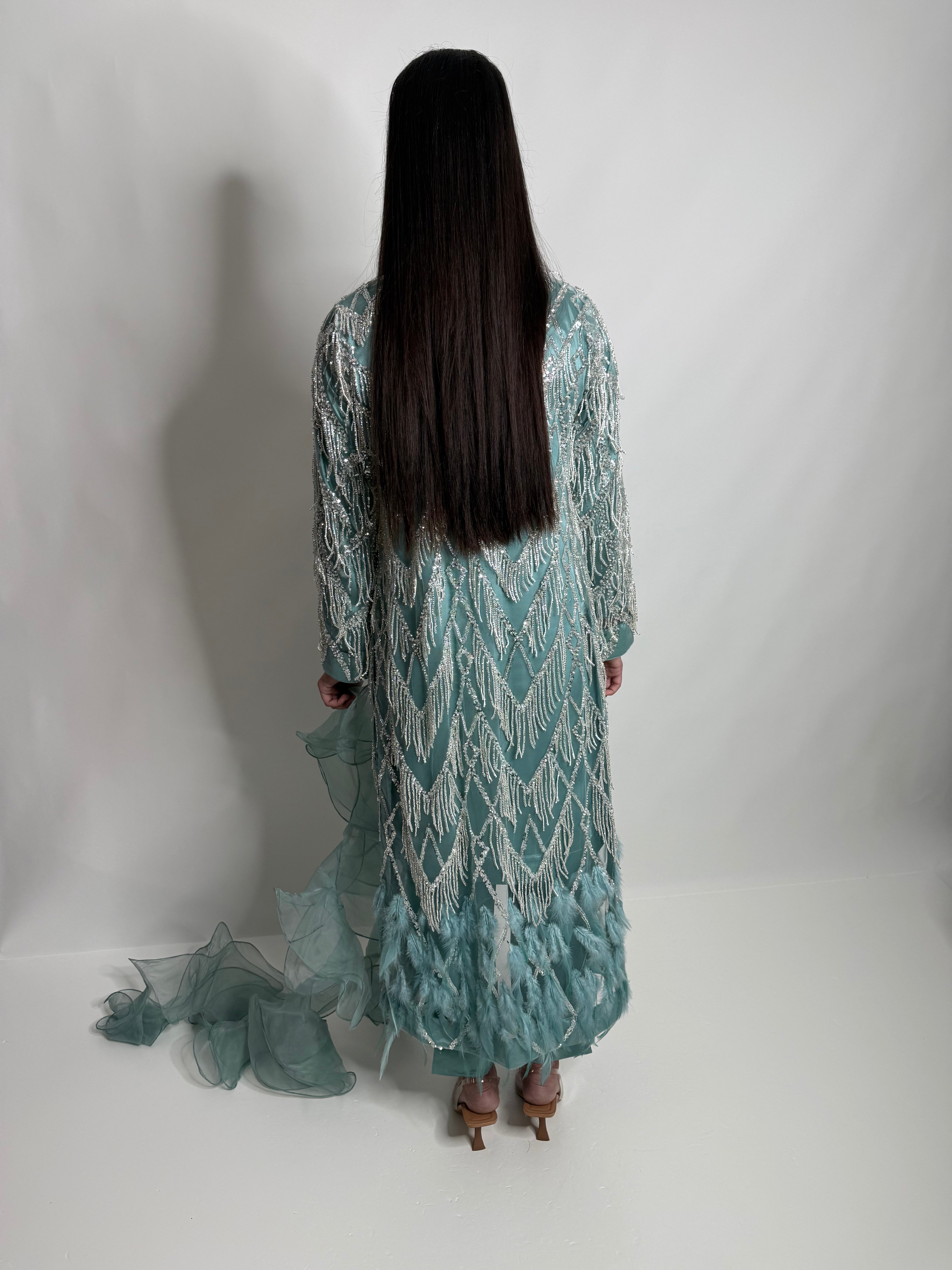 Belgravia Teal Embellished Jacket Pakistani Suit