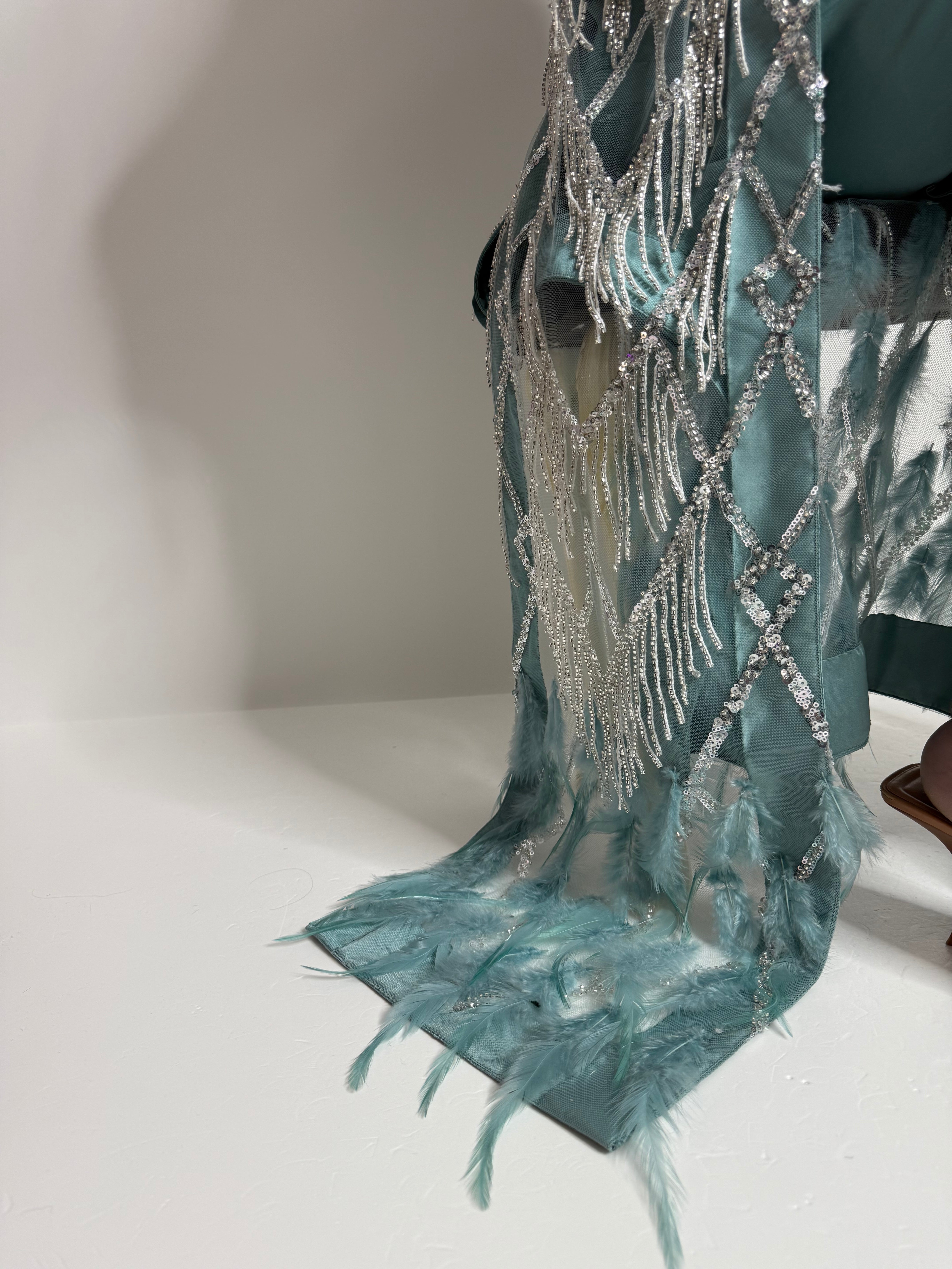 Belgravia Teal Embellished Jacket Pakistani Suit