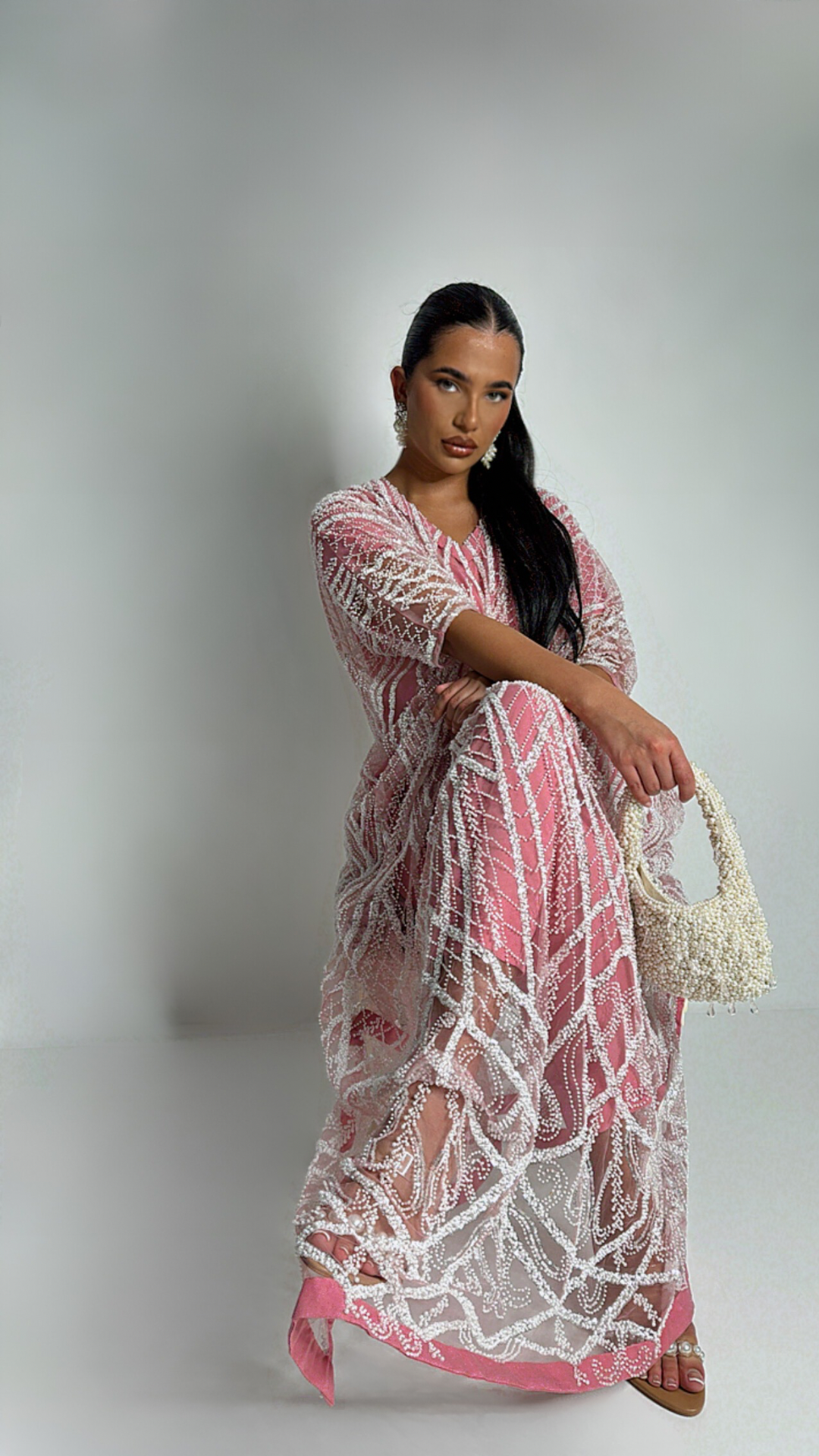 Ameera – Pink Embellished Kaftan Dress