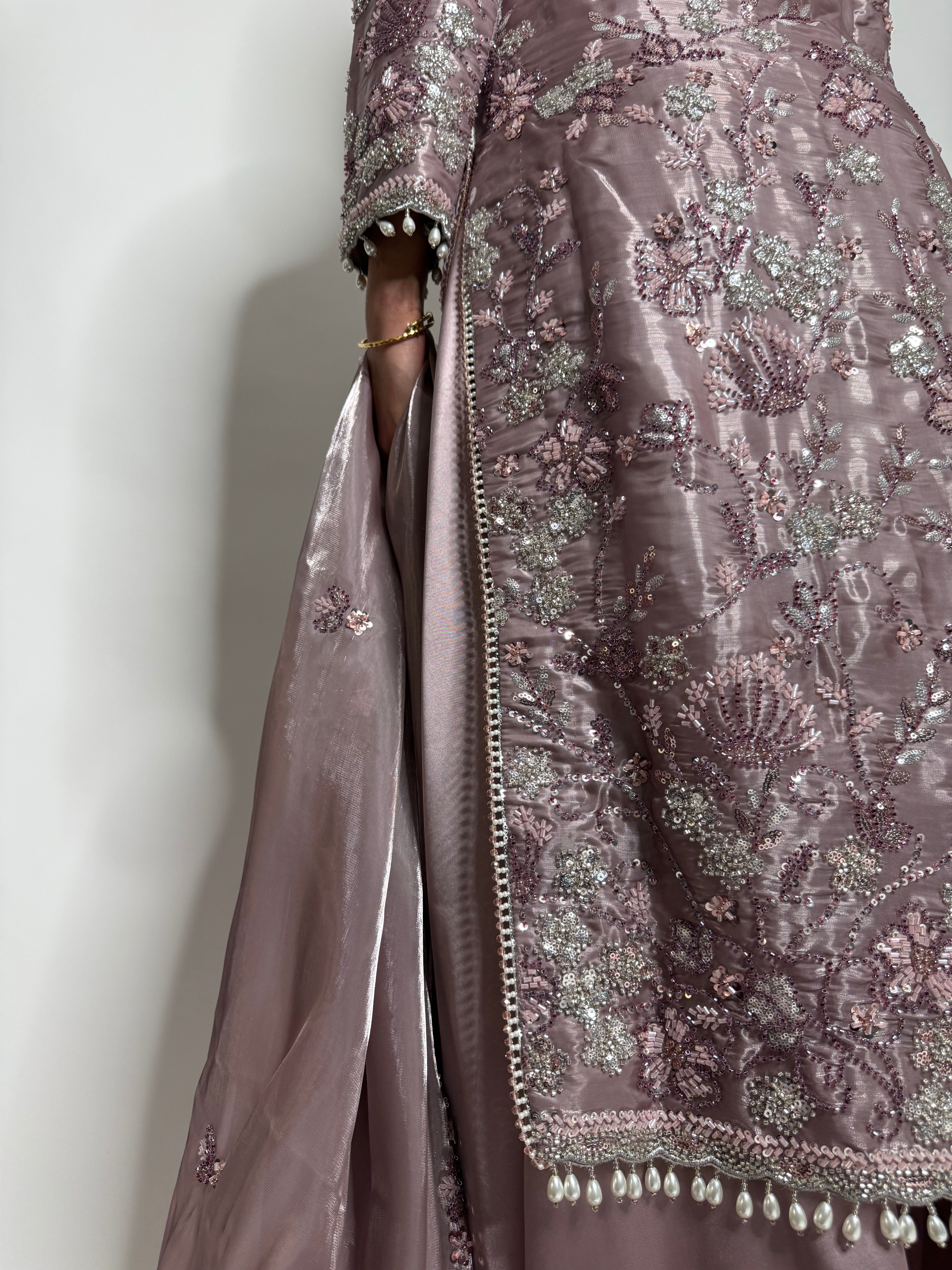 Luxury cutdana embellishment close up detail