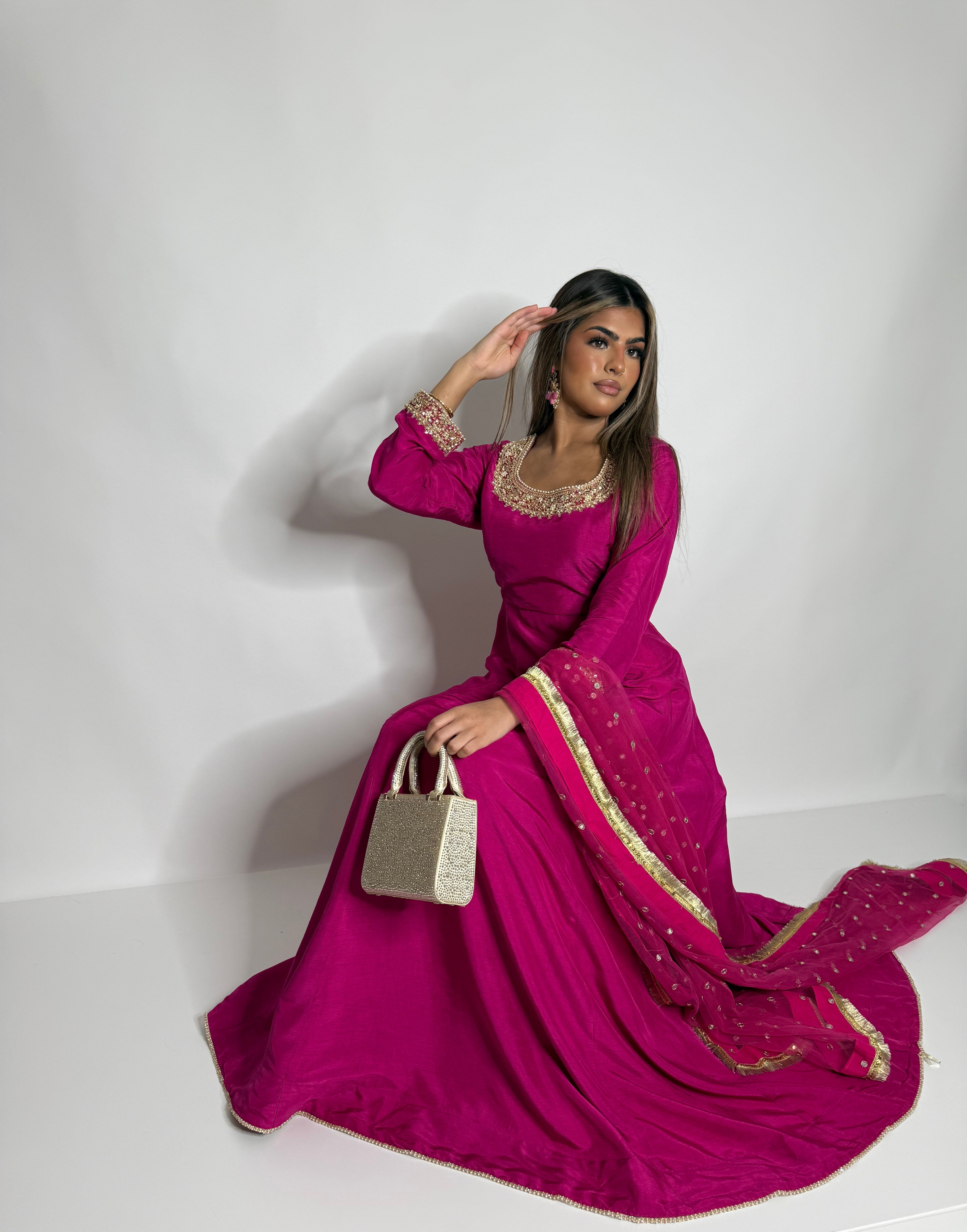 Fuchsia Eid dress with coordinating trousers